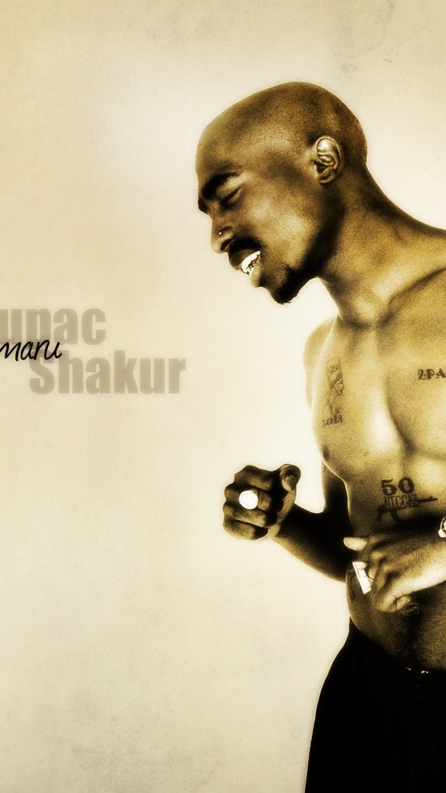 Tupac Shakur, 2Pac, Seppia, QHD+, sfondo per smartphone