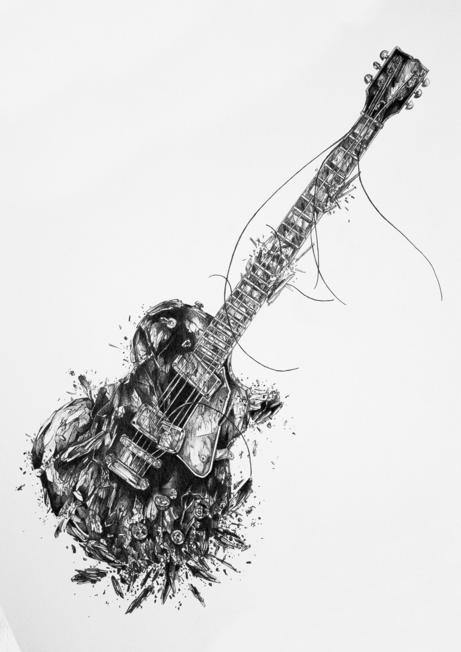Chitarra elettrica, Disegno, Arte, Sfondo bianco, QHD+, schermata di blocco iPad