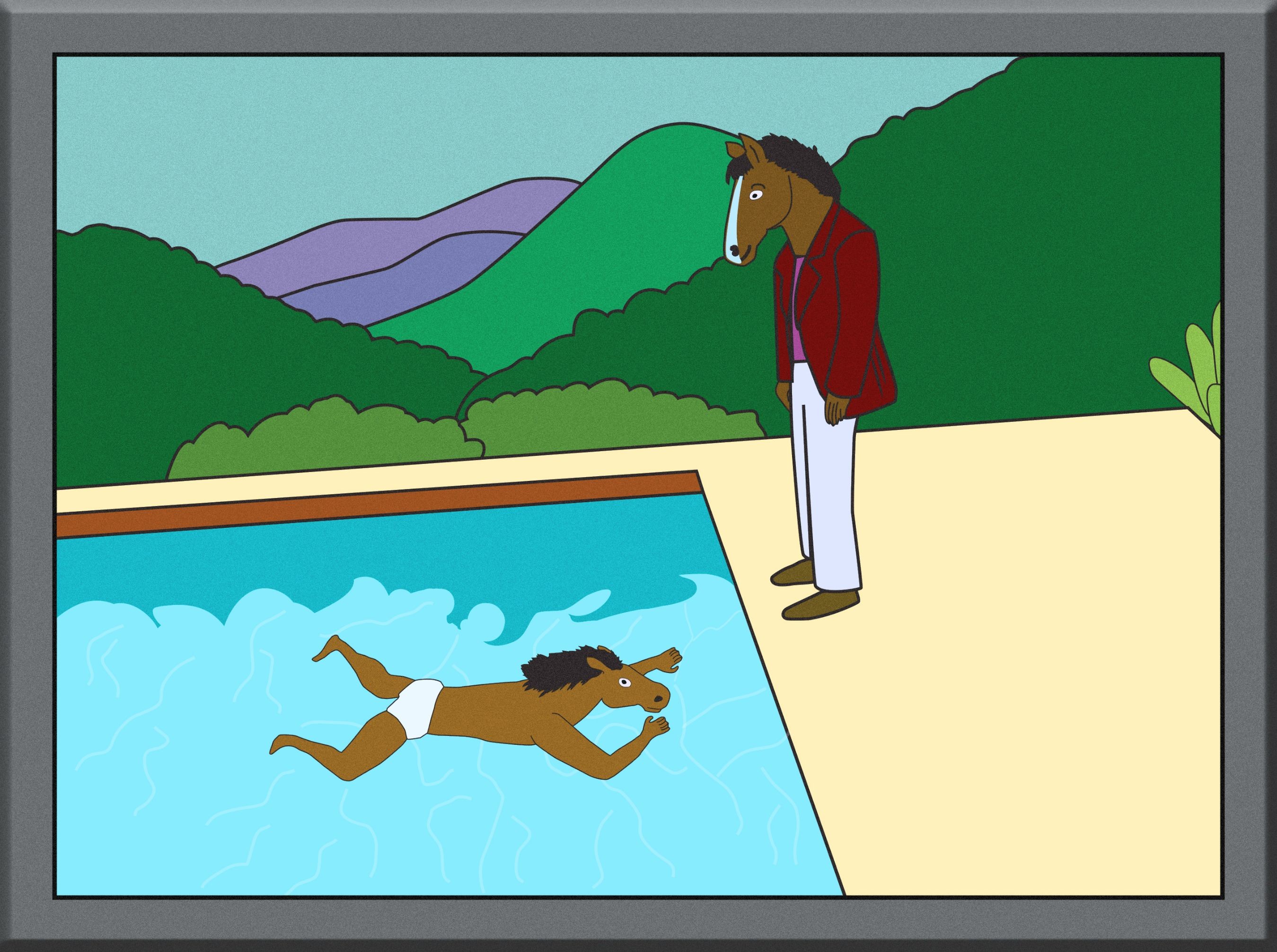 BoJack Horseman, Piscina, Quadro, Hockney, 2K, sfondo per iPad e tablet