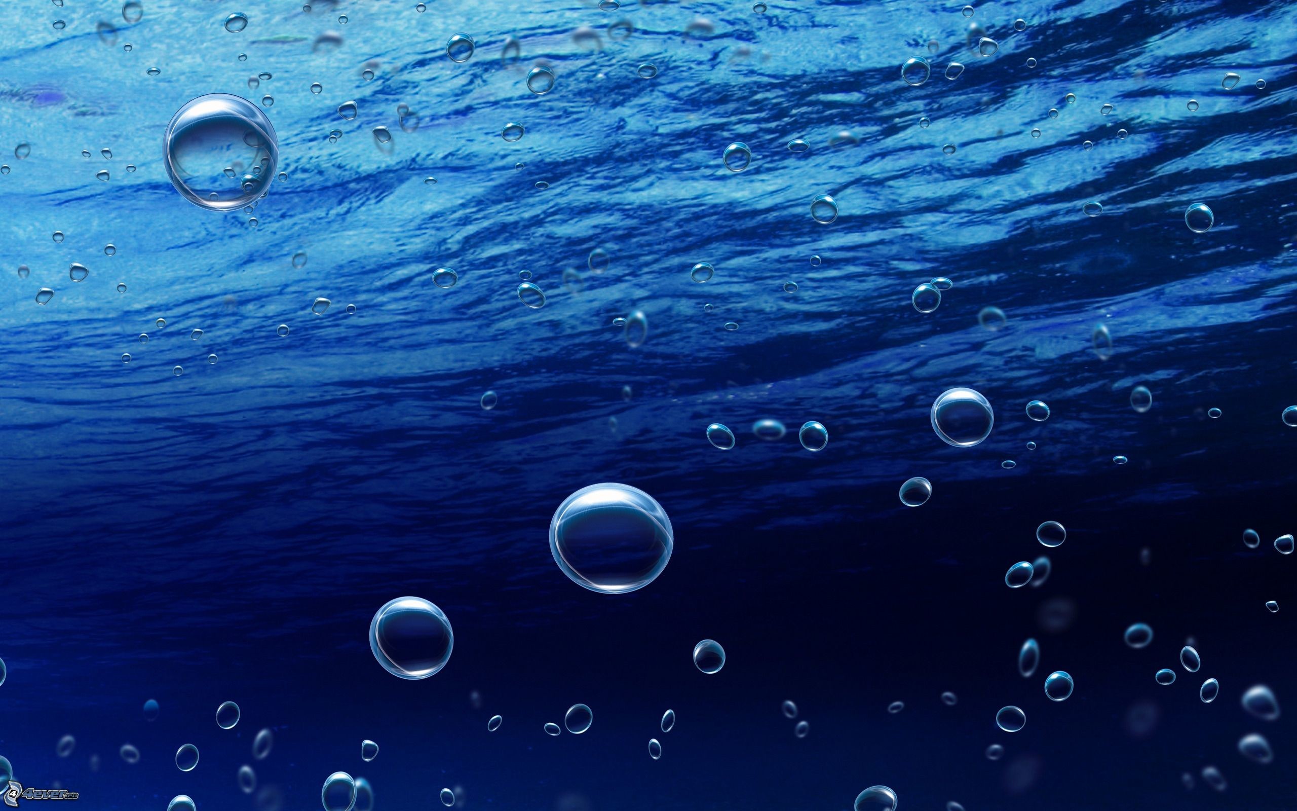 Bollicine, Subacqueo, Acqua blu, 2K, wallpaper per computer