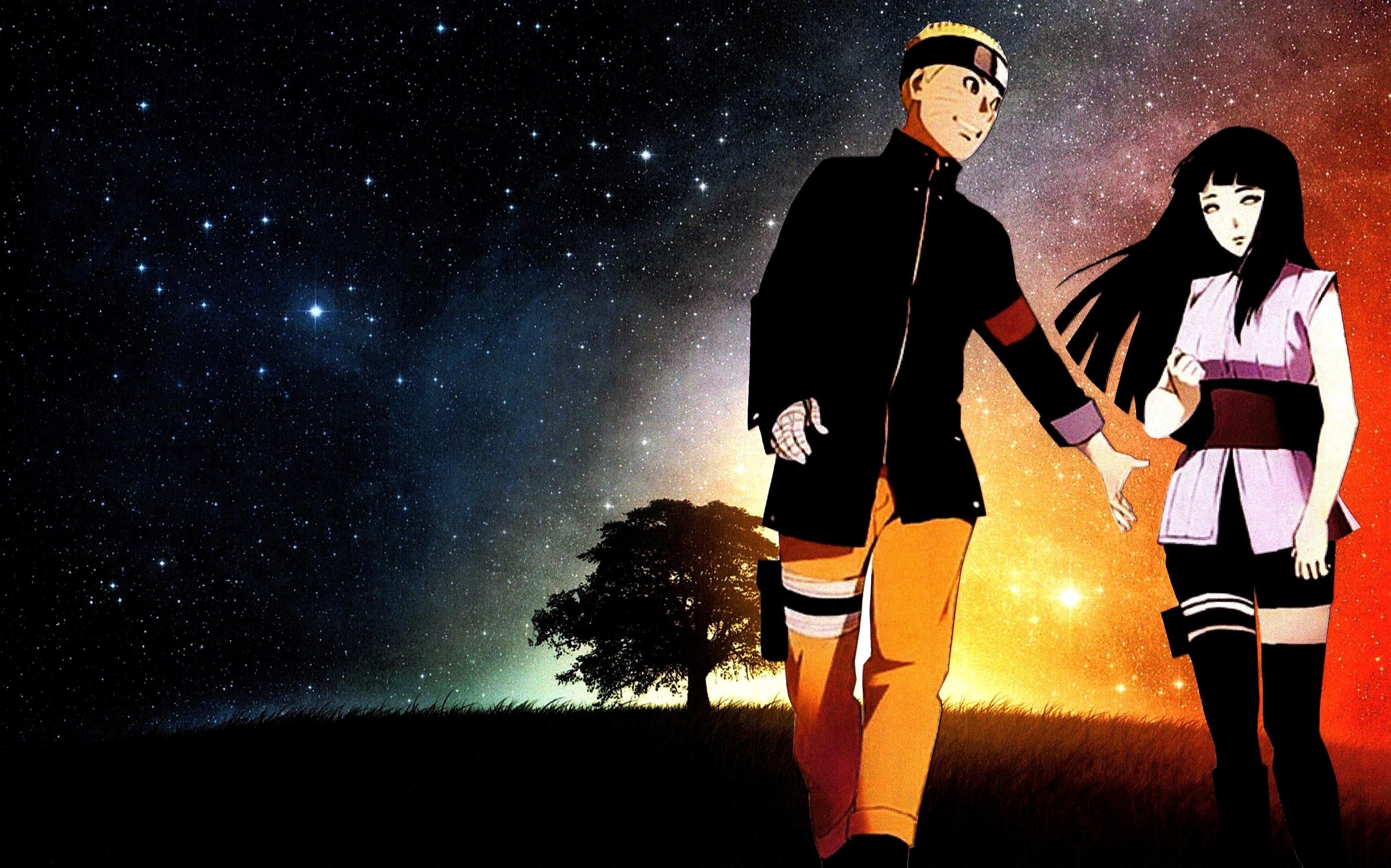 Naruto Uzumaki, Hinata Hyuga, The Last: Naruto the Movie, Cielo stellato, sfondo desktop 2K
