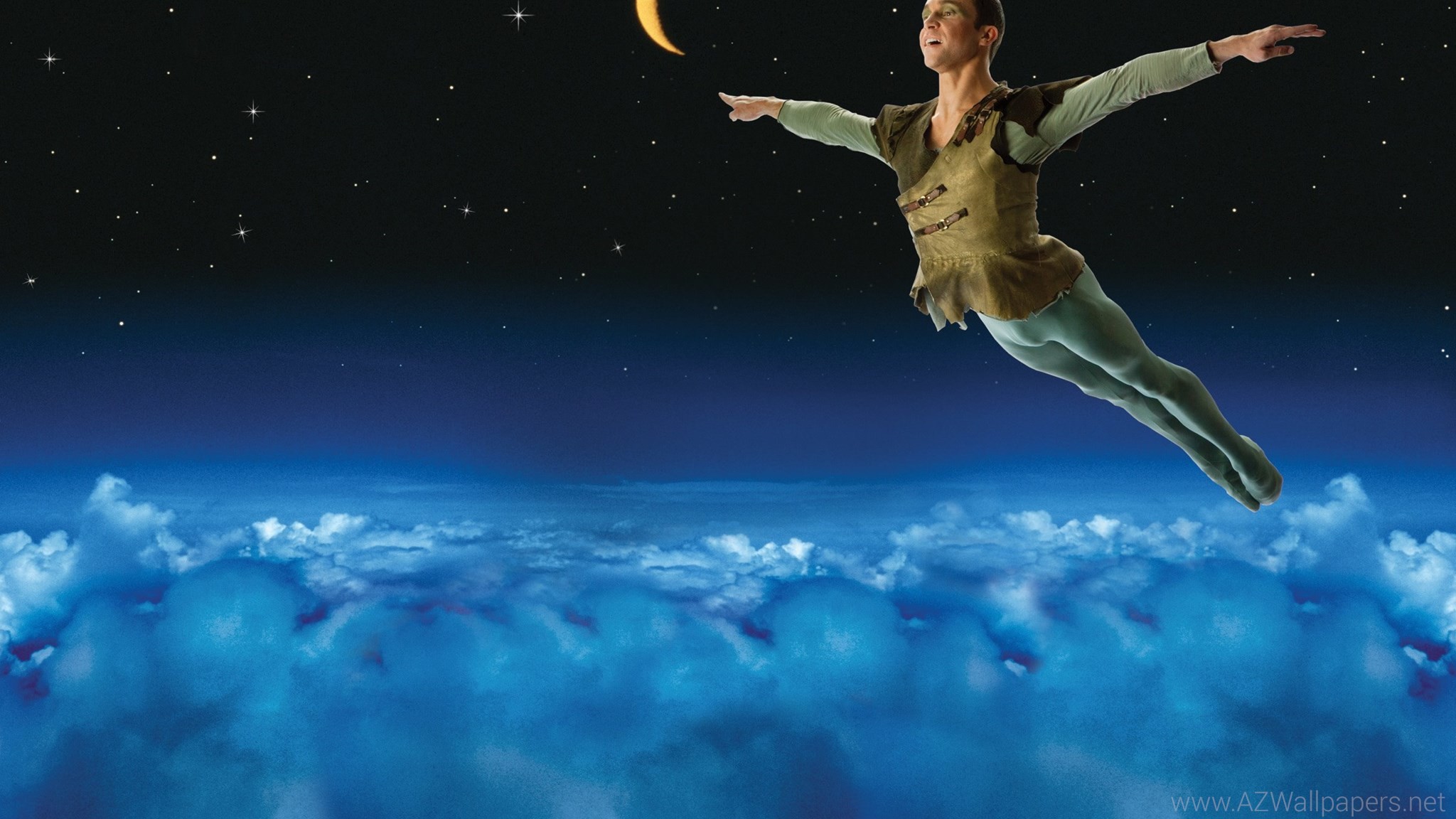 Peter Pan, Volo, Nuvole, Notte, Full HD, sfondo desktop