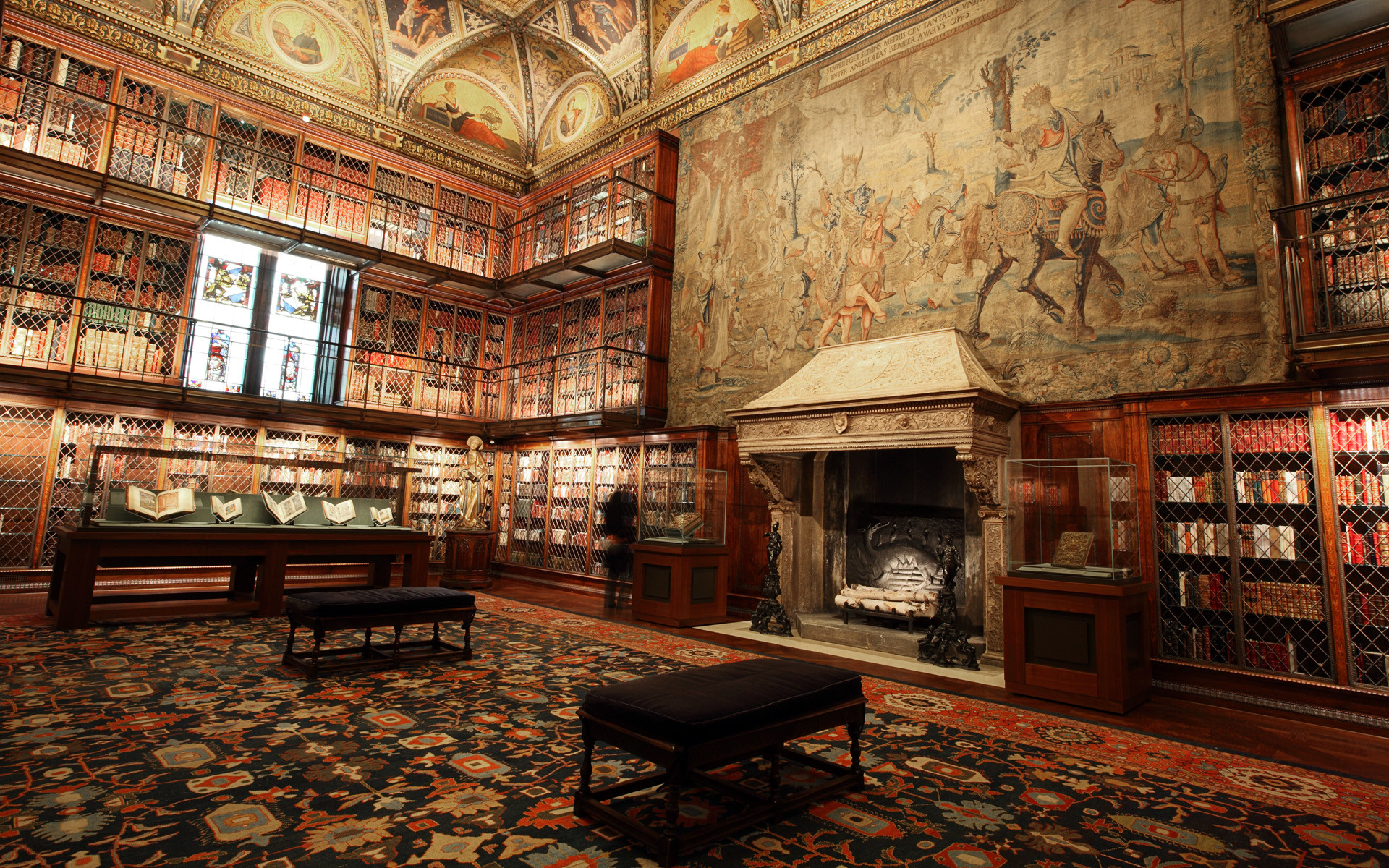 Biblioteca storica, Arazzo, Camino, Tappeto, Full HD, sfondo per PC