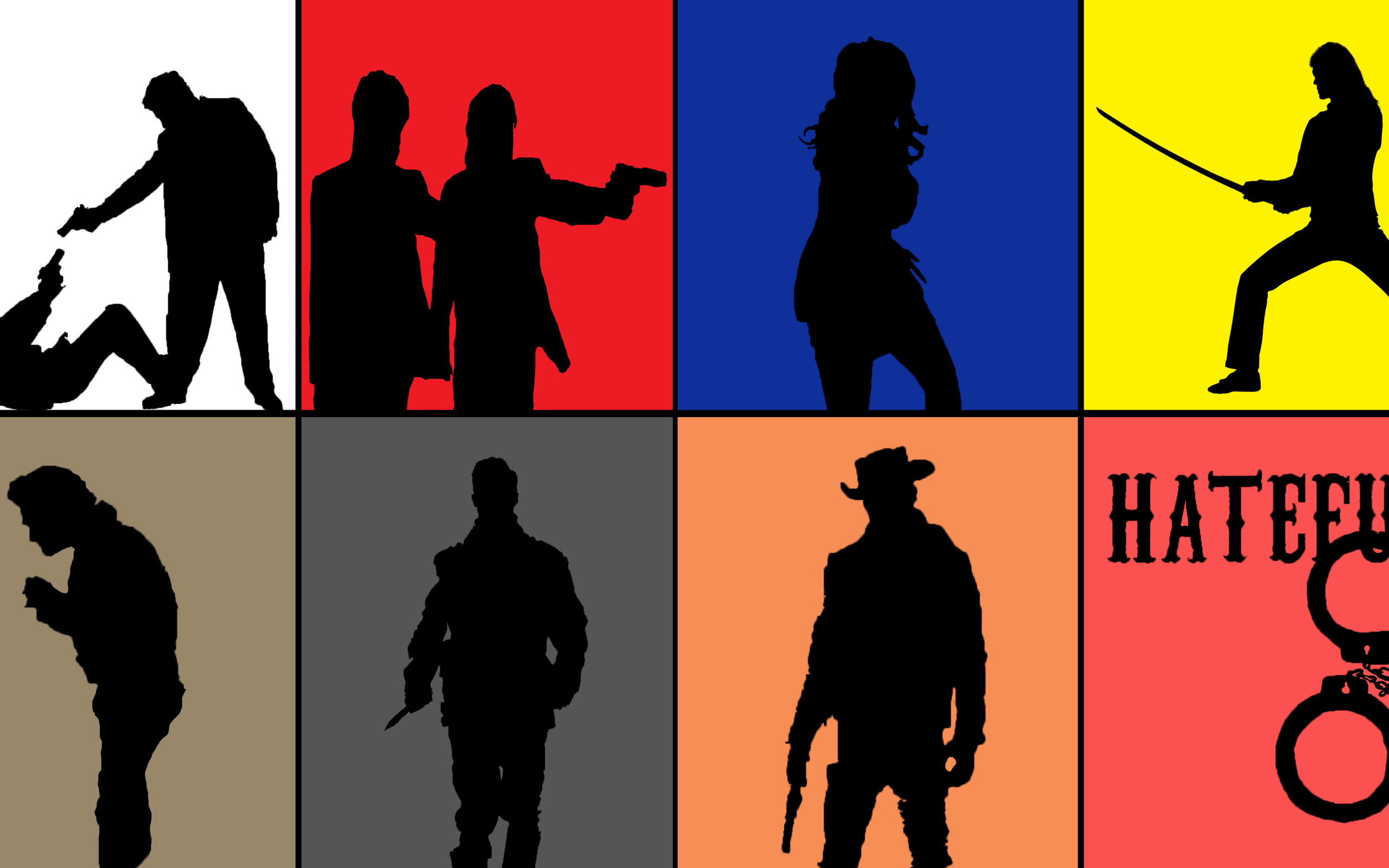 Quentin Tarantino, The Hateful Eight, Silhouette, Film di Tarantino, Pop art, sfondo per PC