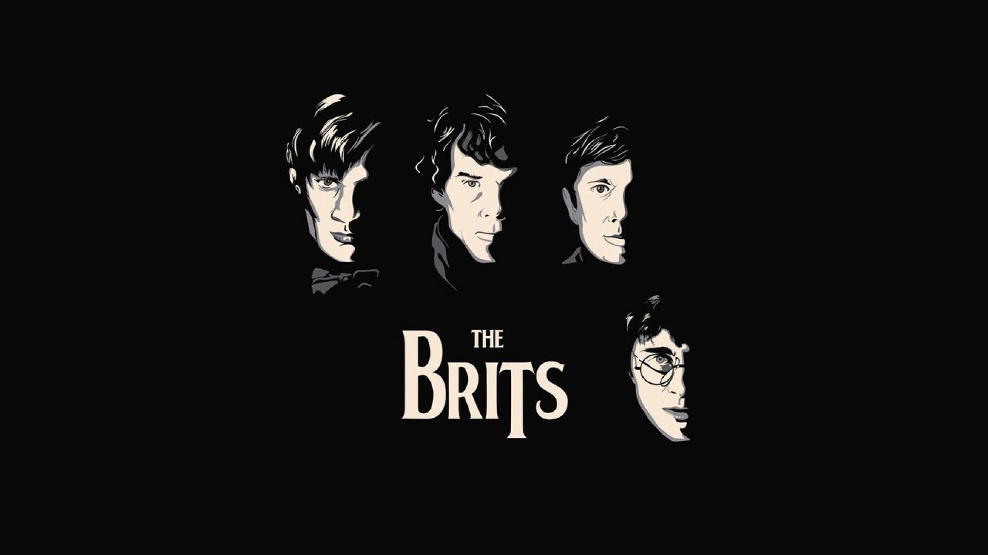 The Brits, Sherlock Holmes, Doctor Who, Harry Potter, Parodia Beatles, Minimalista, wallpaper desktop