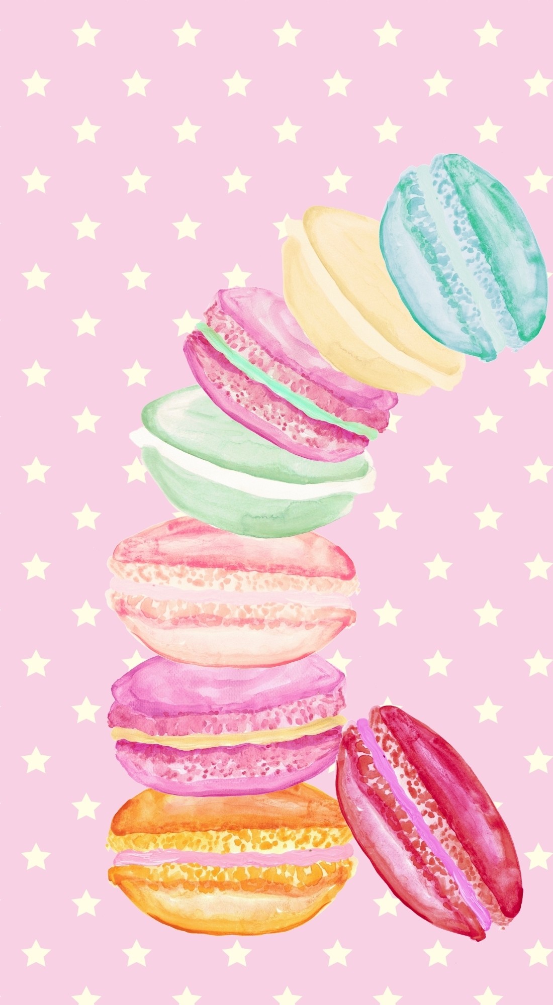 Macarons, Illustrazione, Pois, Rosa, schermata Home iPhone