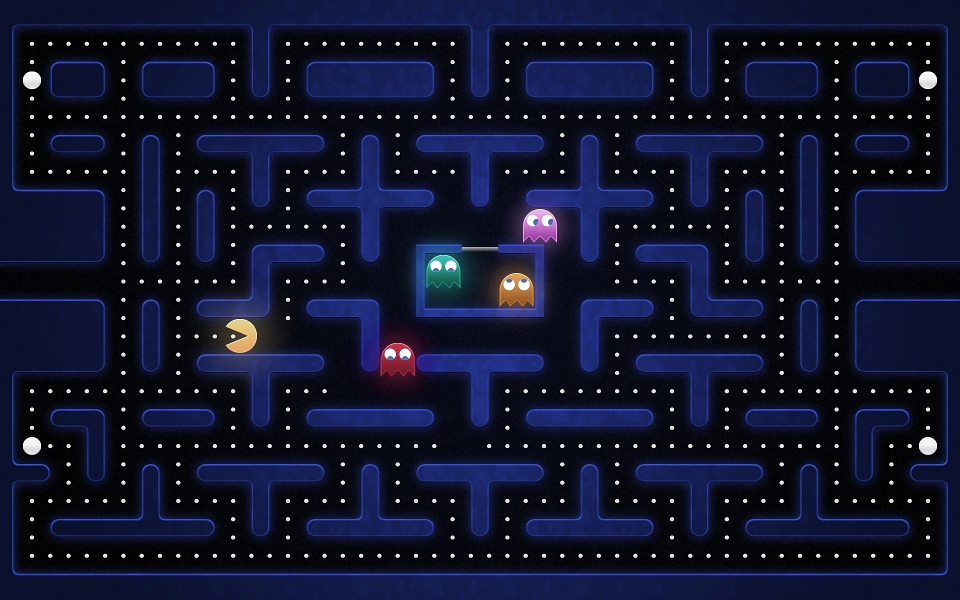 Pac-Man, Labirinto, Fantasmi, Pixel art, Videogioco arcade, Full HD, sfondo Windows 11