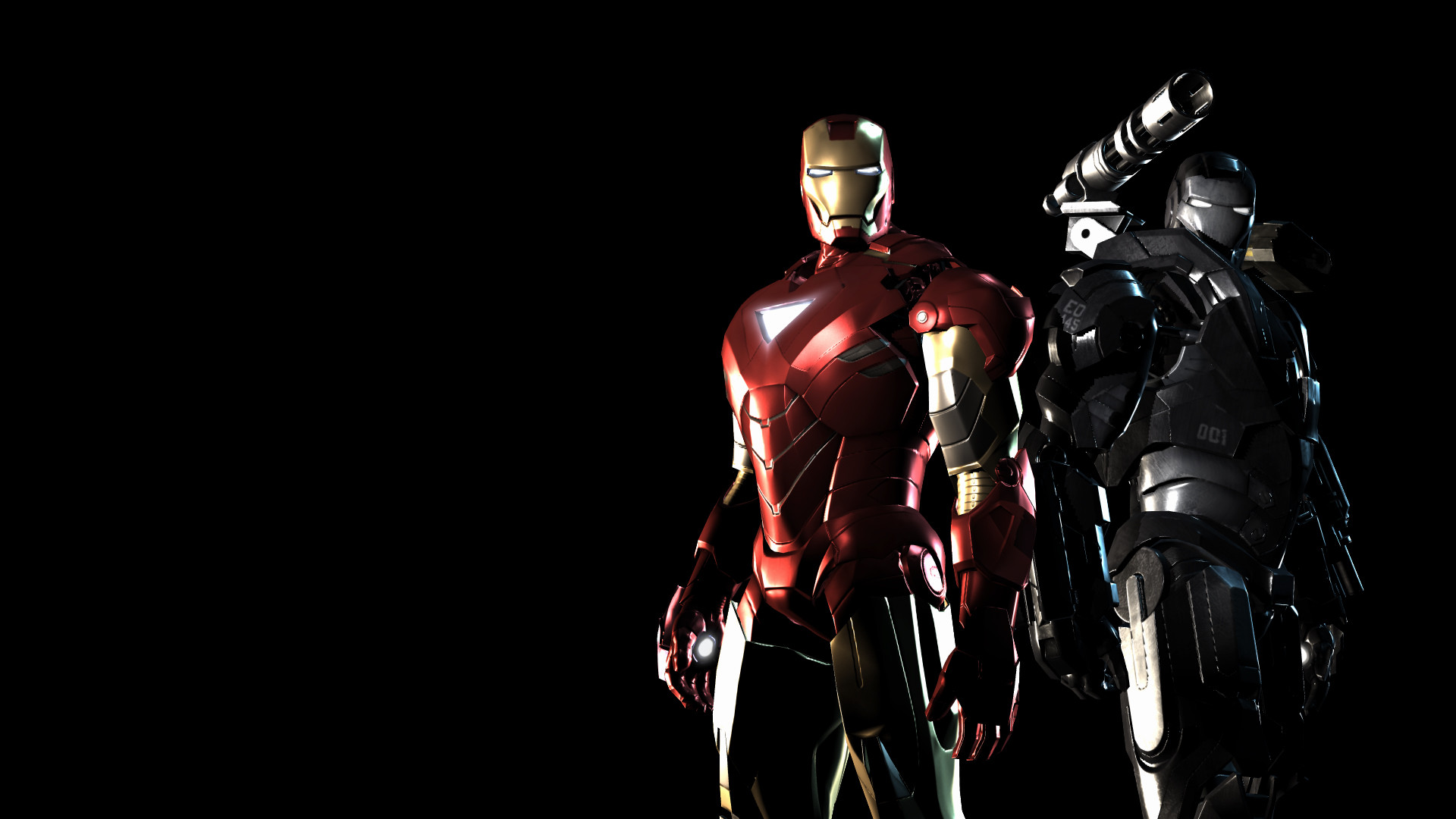Iron Man, War Machine, Iron Man 2, Sfondo nero, Full HD, wallpaper per computer