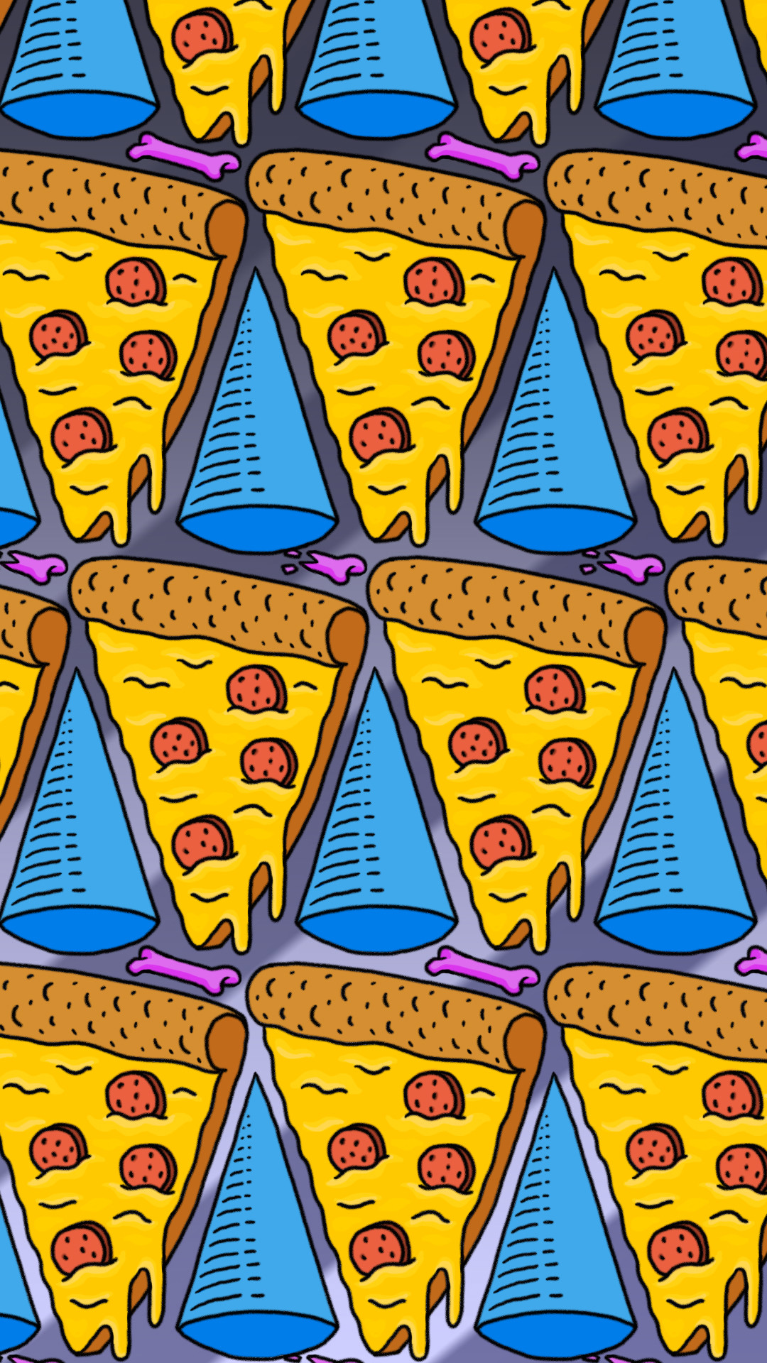 Pizza, Motivo, Fette di pizza, Pop art, Sfondo blu, wallpaper iPhone 5C