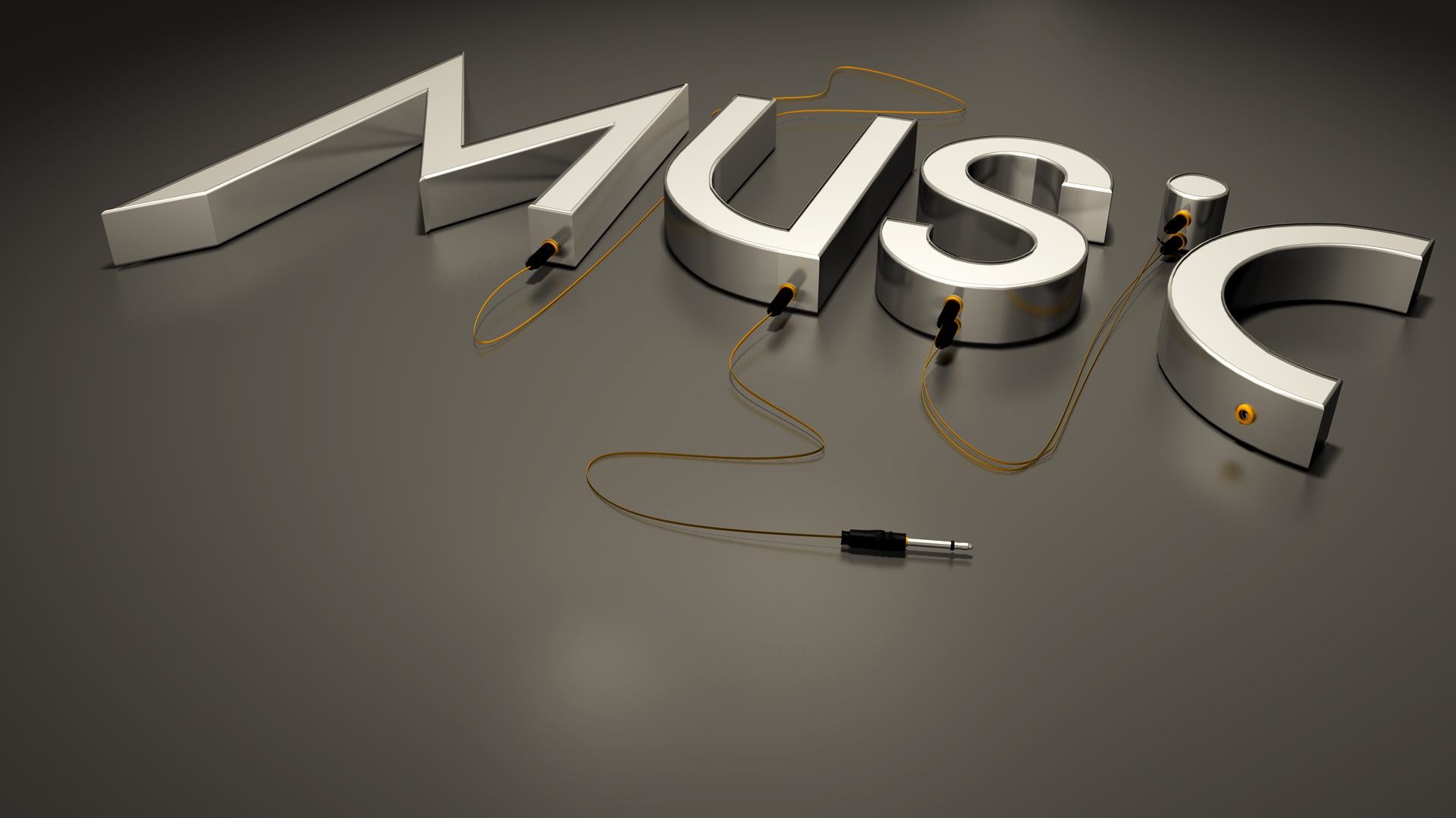 Music, Scritta 3D, Cavo jack, 1920x1080, immagine di sfondo