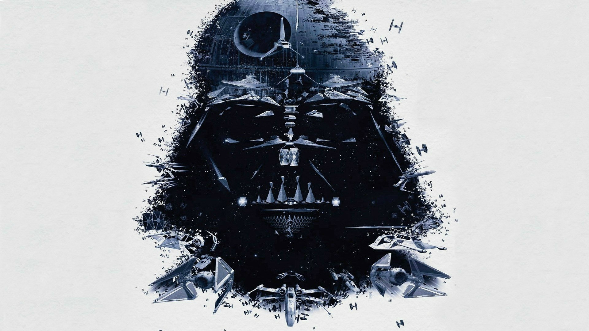 Darth Vader, Morte Nera, Star Wars, Caccia TIE, Arte digitale, Full HD, sfondo per portatile
