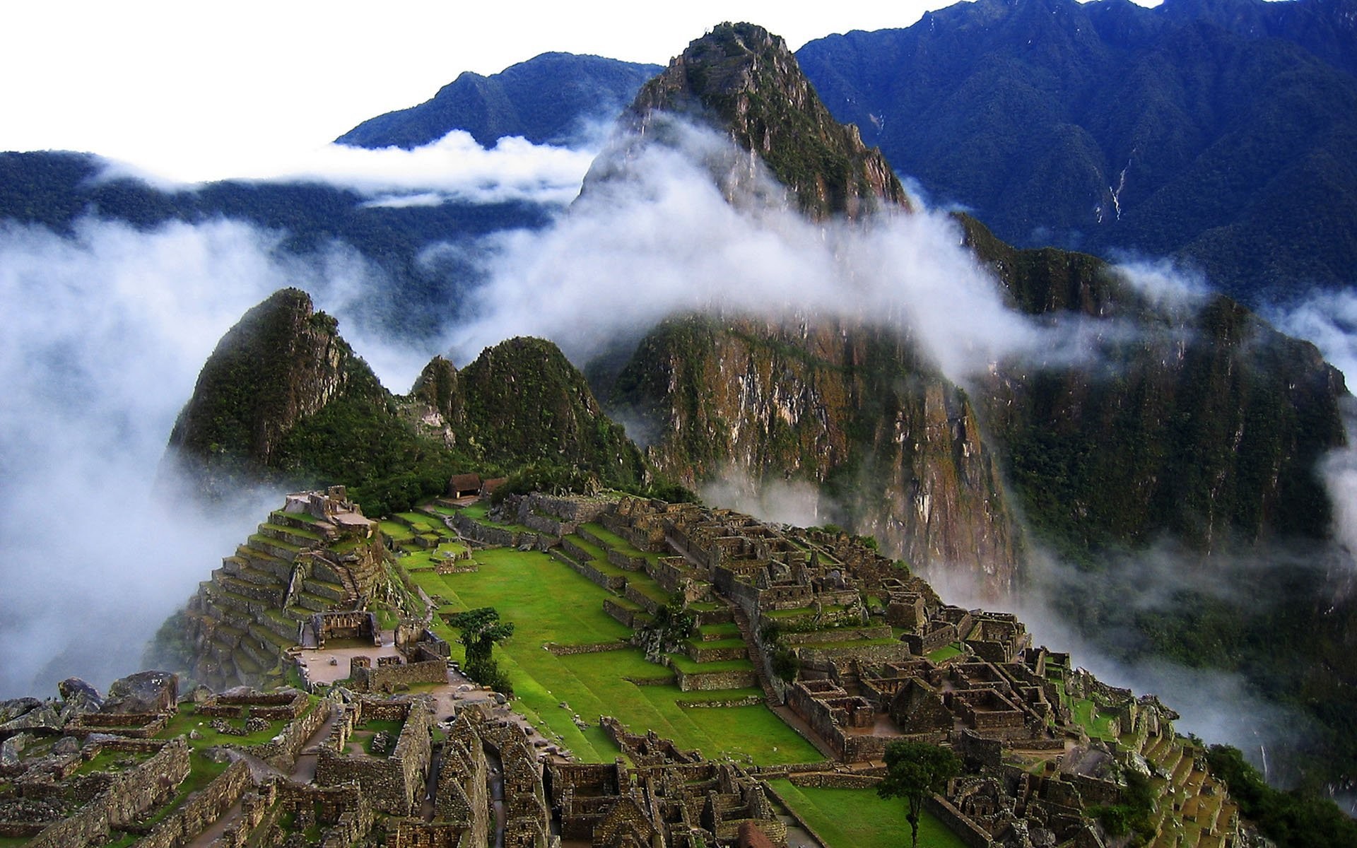 Machu Picchu, Huayna Picchu, Perù, Nebbia, Full HD, wallpaper per portatile