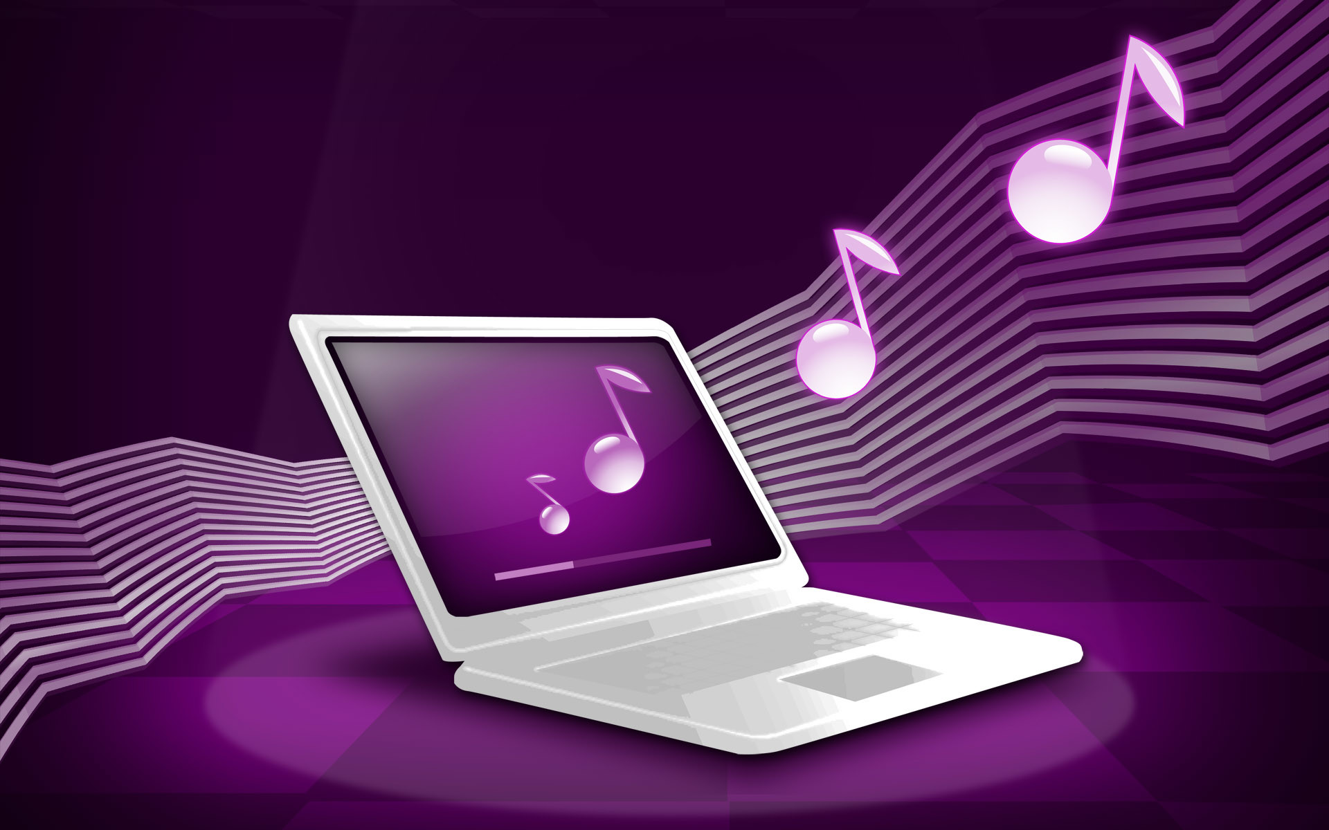 Laptop, Note musicali, Viola, Musica, Full HD, wallpaper per computer