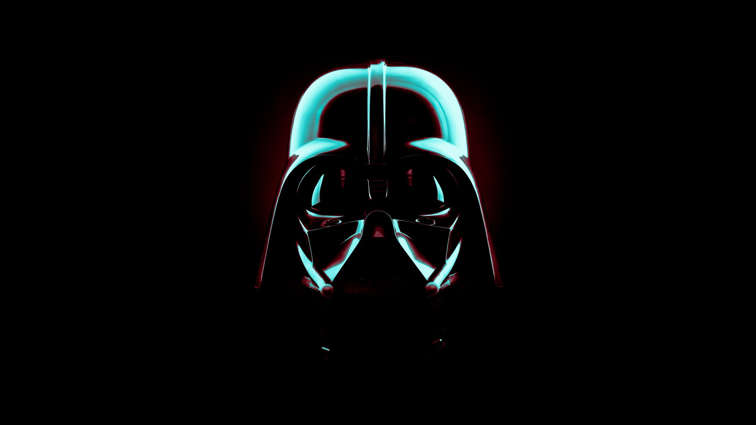 Darth Vader, Casco, Neon, Sfondo nero, 16:9 2K, wallpaper widescreen