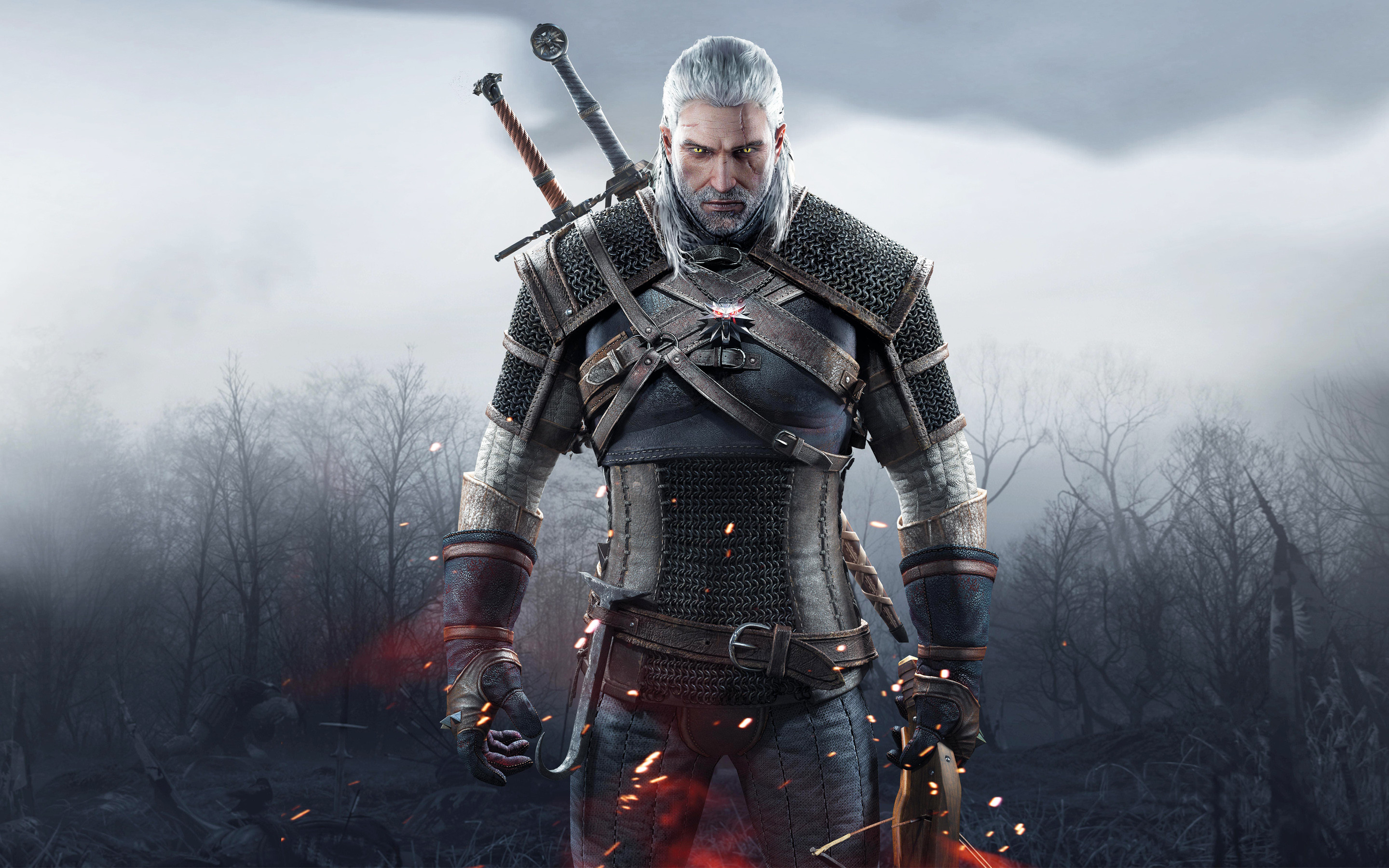 Geralt di Rivia, The Witcher 3: Wild Hunt, Armatura, Nebbia, 16:10 2K, sfondo widescreen