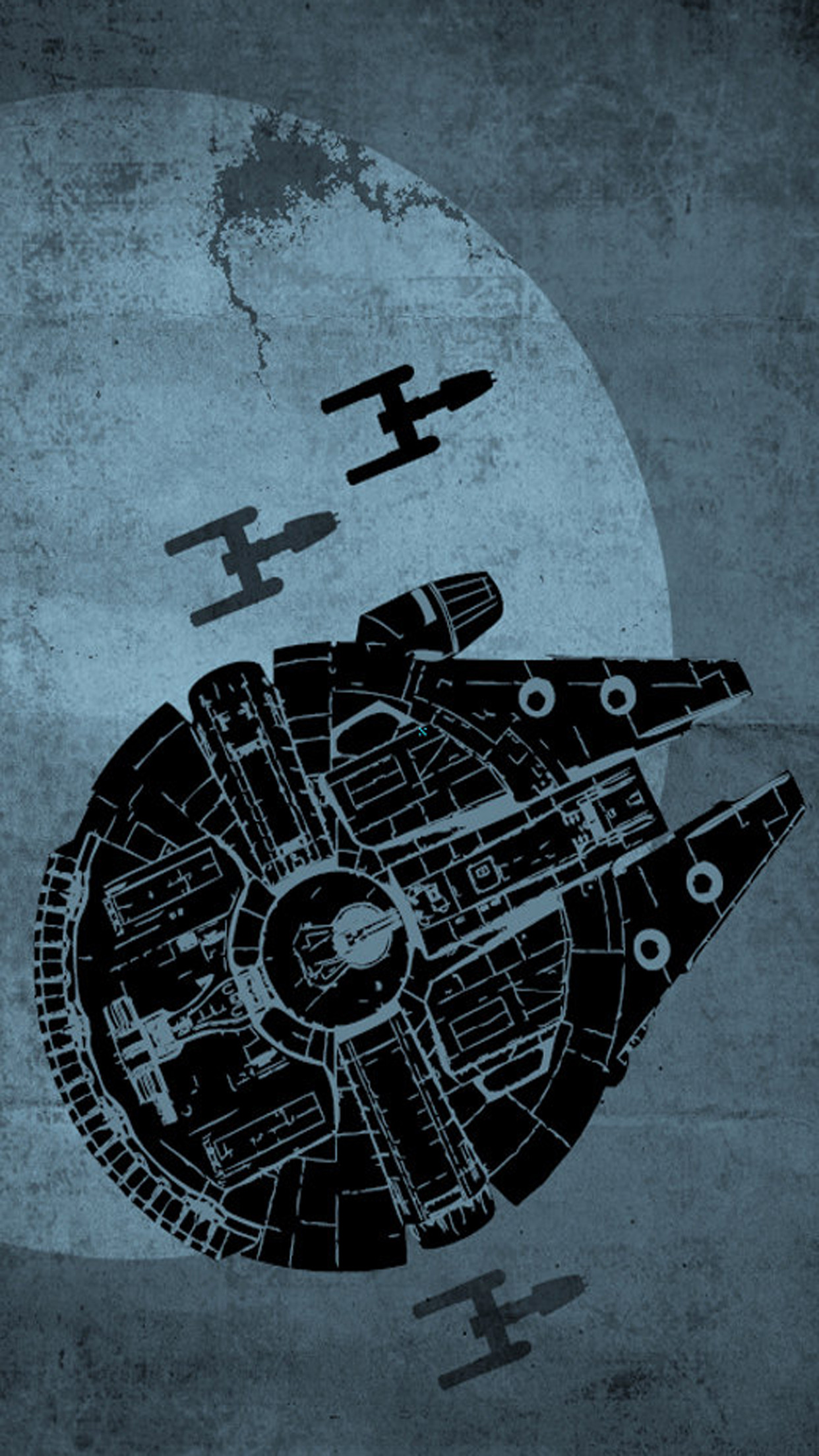 Star Wars, Millennium Falcon, Morte Nera, X-wing, Silhouette, immagine di sfondo iPhone 4K