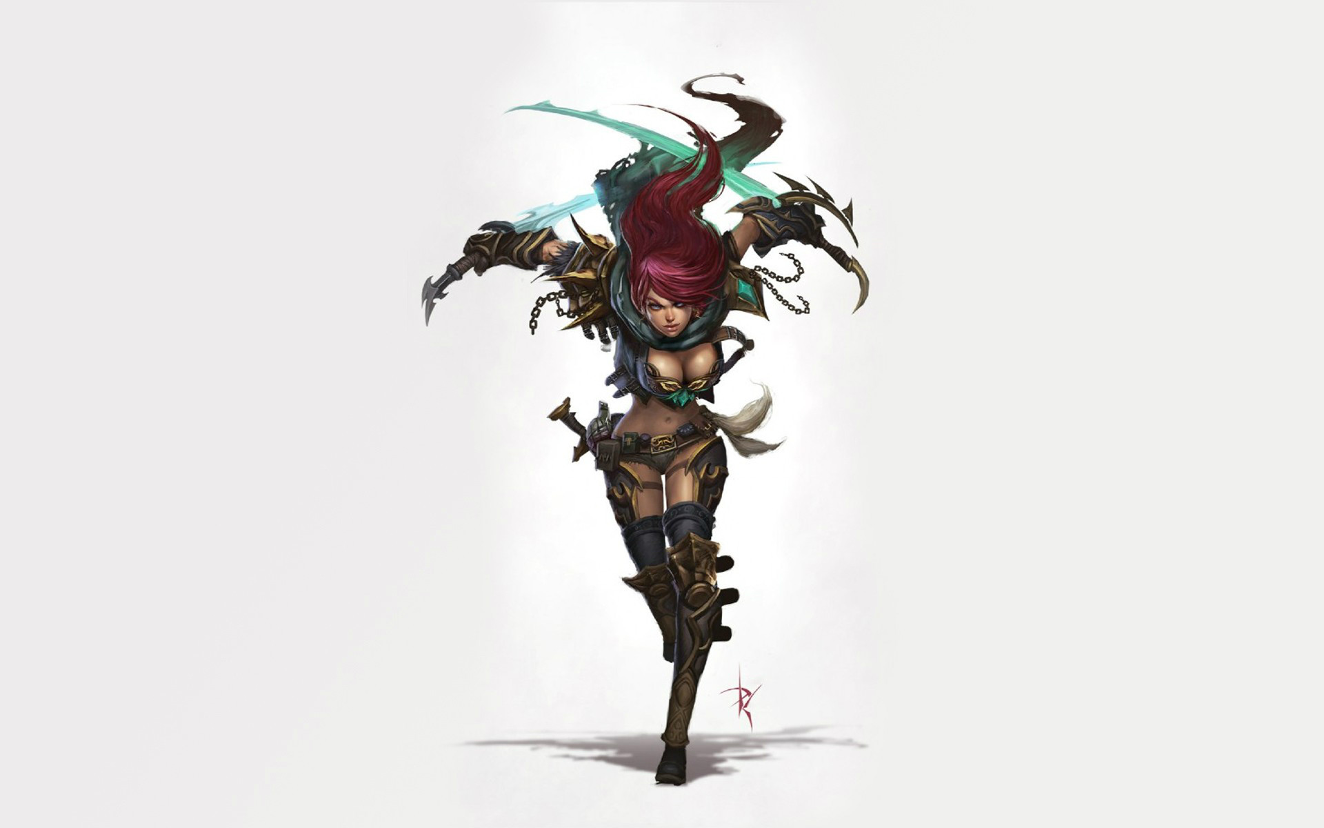 Katarina, League of Legends, Minimalismo, Sfondo bianco, 16:10 Full HD, wallpaper widescreen