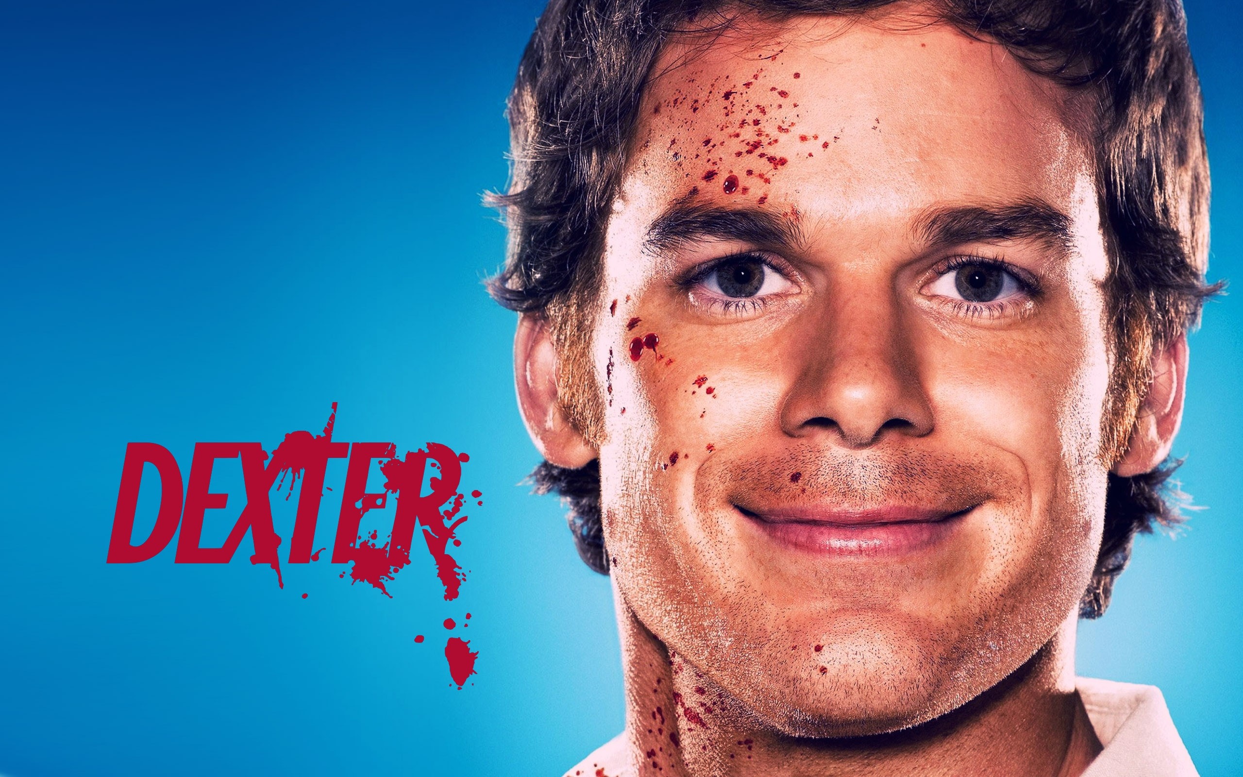 Dexter Morgan, Michael C. Hall, Dexter, Sorriso, Schizzi di sangue, sfondo desktop 1600p