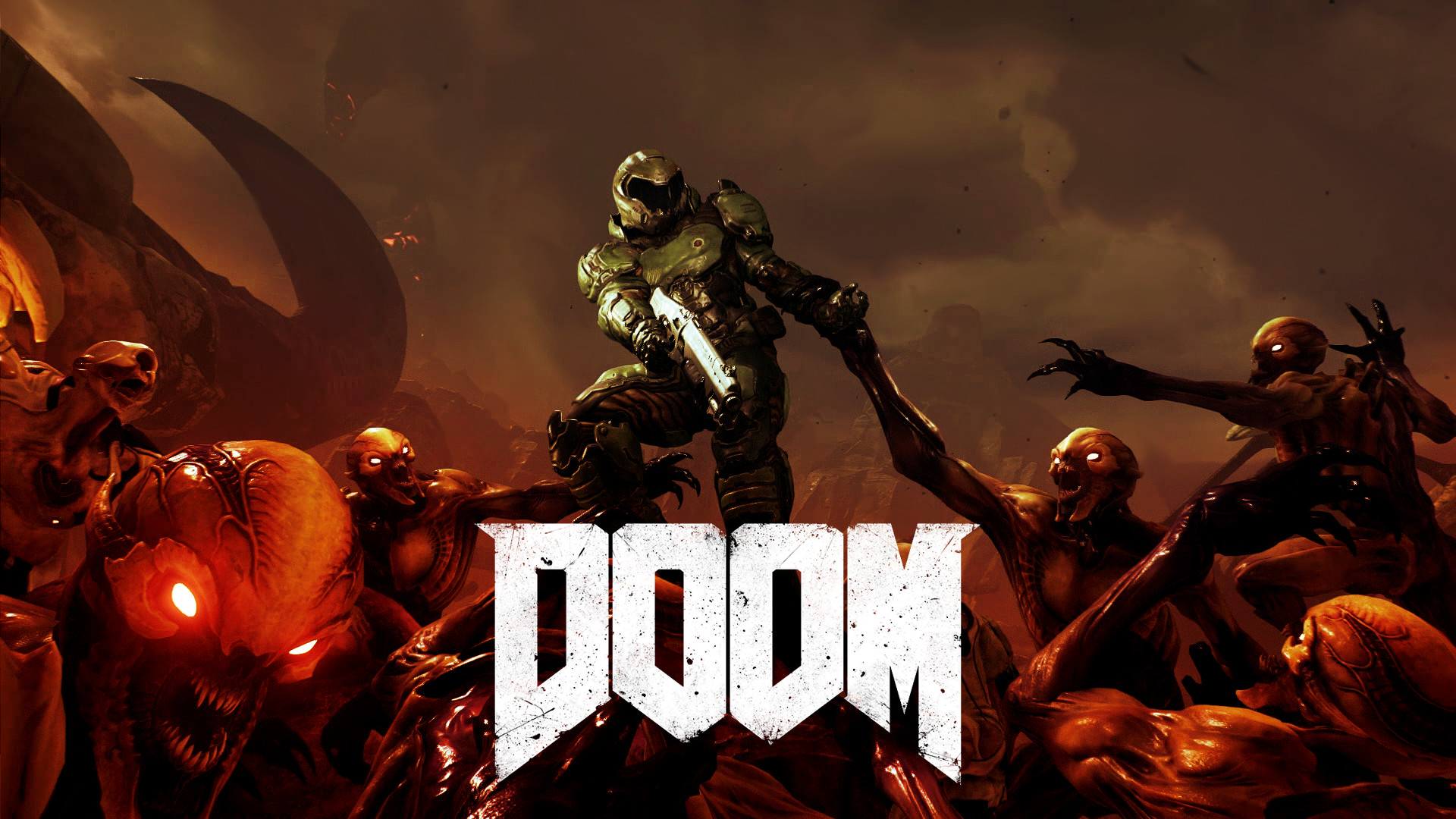 Doom Slayer, Doom (2016), Logo, Orda di demoni, 1920x1080, immagine di sfondo