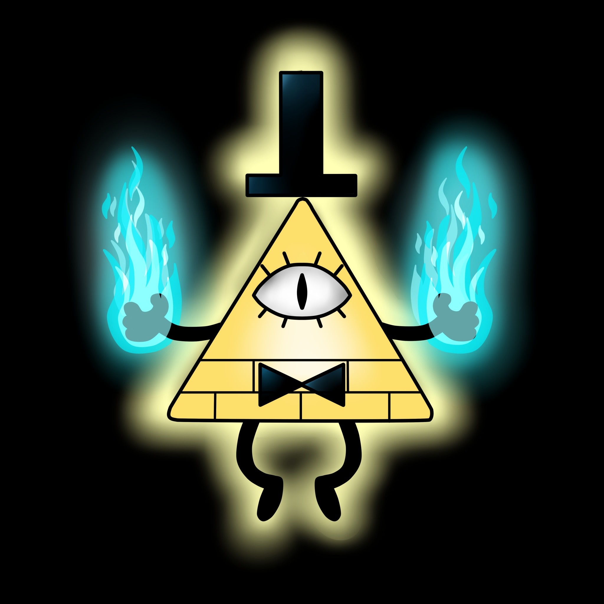 Bill Cipher, Gravity Falls, Fiamme blu, Sfondo nero, Full HD, schermata di blocco iPad