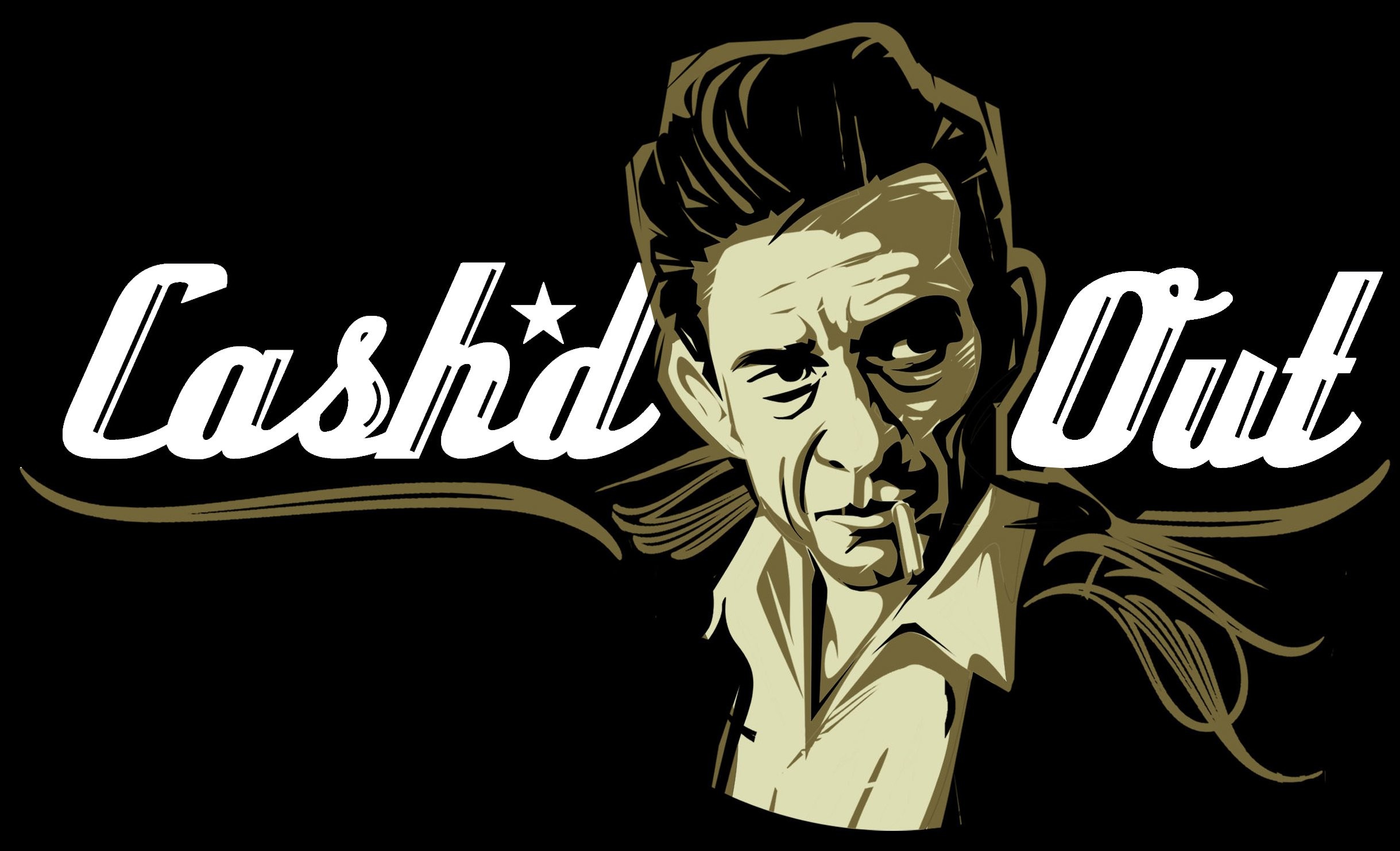 Johnny Cash, Cash'd Out, Illustrazione, Sfondo nero, Full HD, wallpaper desktop