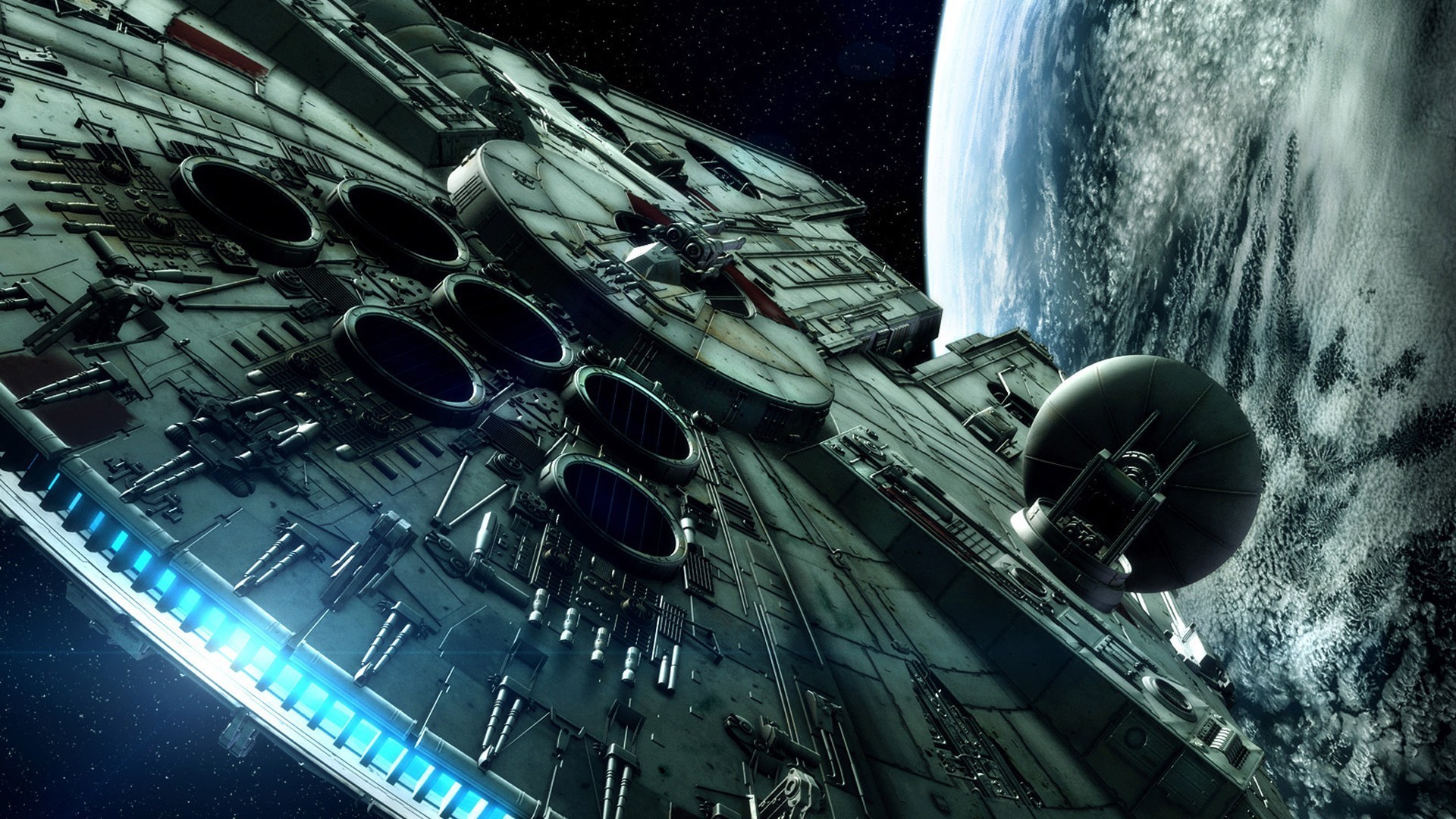 Millennium Falcon, TIE fighter, Star Wars: Il risveglio della Forza, Pianeta, wallpaper Full HD