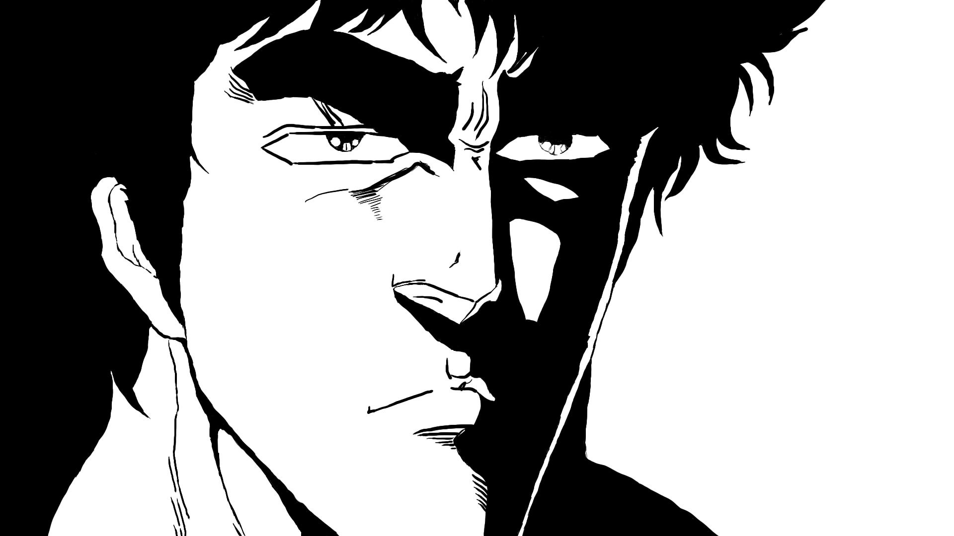 Kenshiro, Ken il guerriero, Bianco e nero, Primo piano, Manga, 1920x1080, sfondo per PC