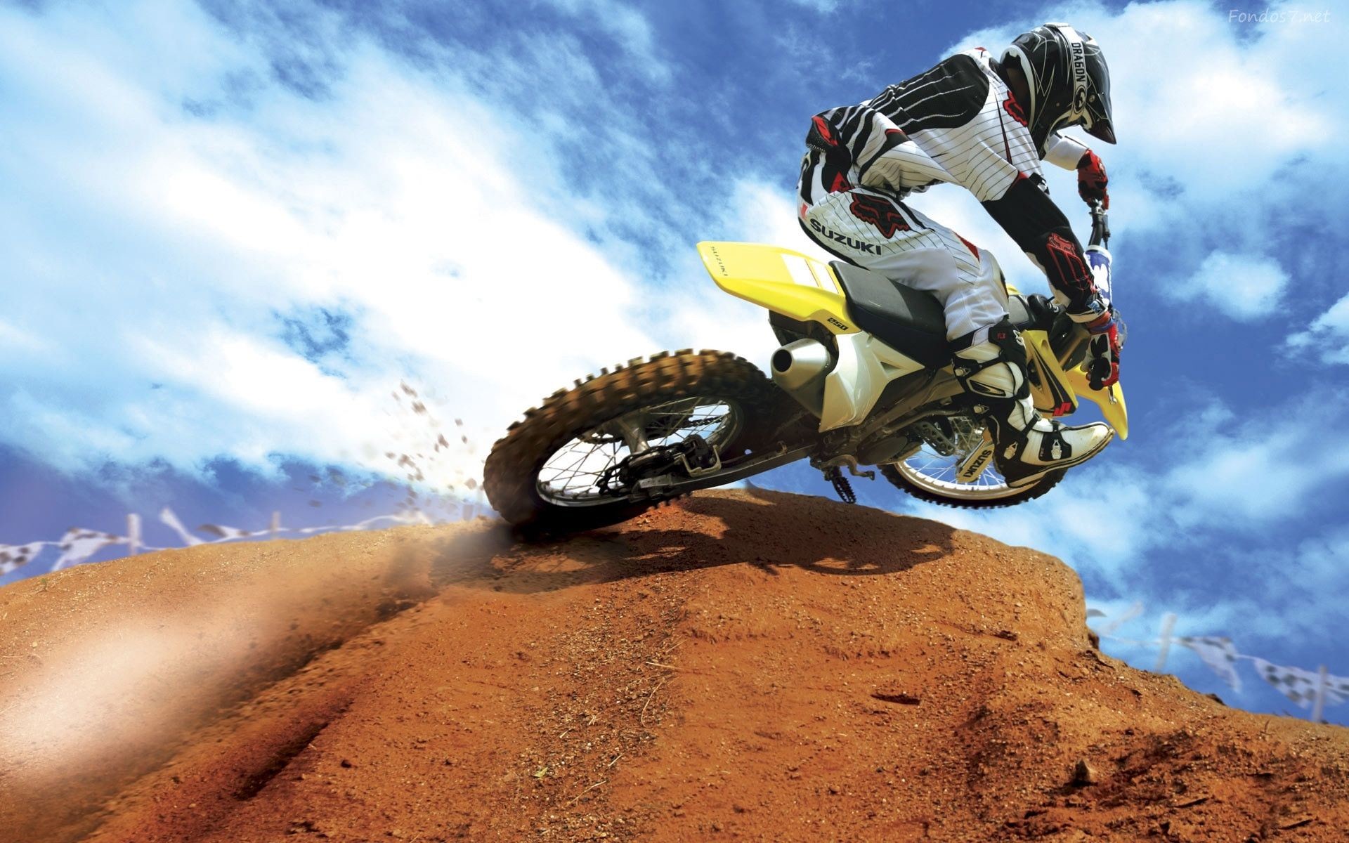 Suzuki, Motocross, Cielo, Terra, 16:10 Full HD, sfondo widescreen