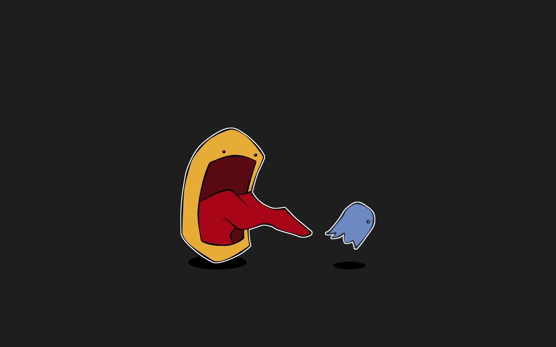 Pac-Man, Fantasma, Cartone animato, Sfondo scuro, Umorismo, Full HD, wallpaper per portatile