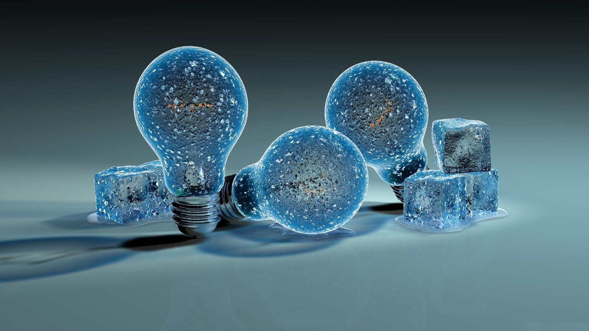 Lampadine, Ghiaccio, Cubetti di ghiaccio, Blu, Full HD, sfondo per PC