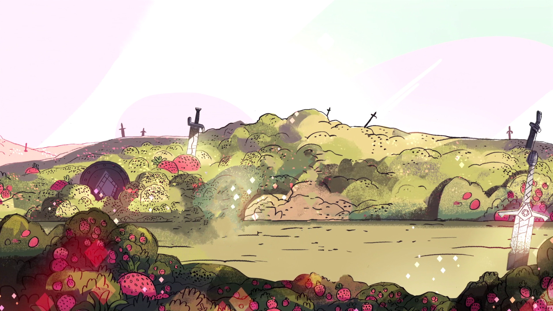 Steven Universe, Campo di battaglia, Spade, Fiori, Full HD, sfondo Windows 11