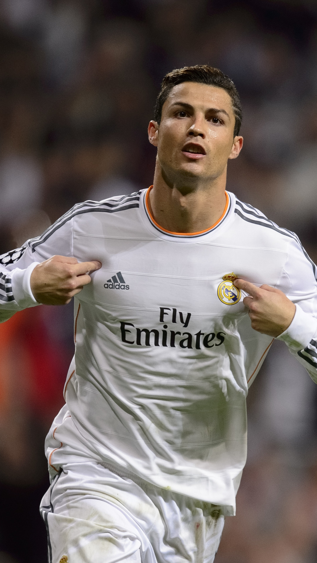 Cristiano Ronaldo, Real Madrid, Maglia bianca, Esultanza, Full HD, sfondo per iPhone e Android