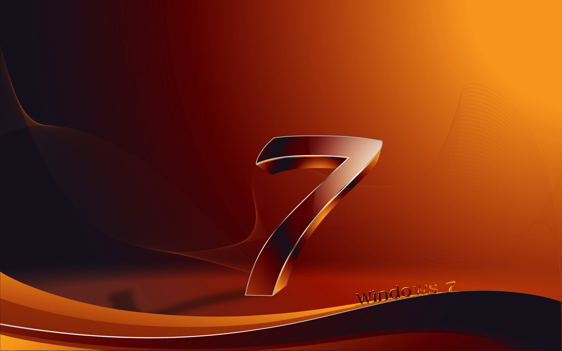 Windows 7, Numero 7, Arancione, 3D, 16:10 Full HD, sfondo widescreen