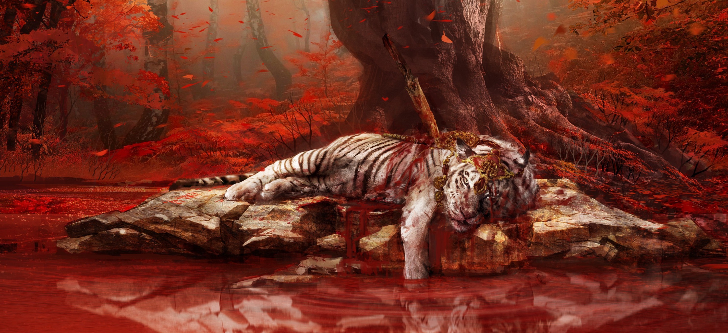 Far Cry 4, Tigre, Shangri-La, Rosso, 2K, wallpaper per computer