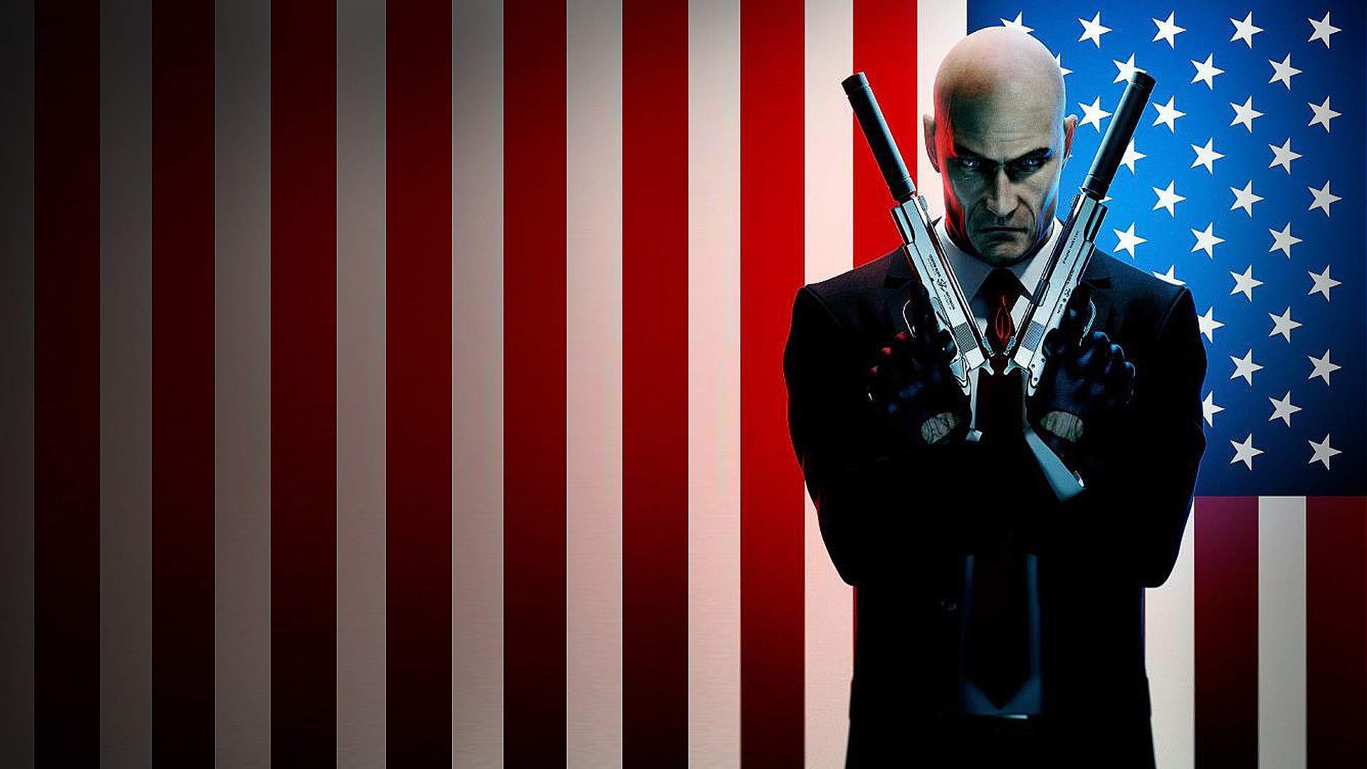 Hitman, Agente 47, Bandiera degli Stati Uniti, Pistole, 1920x1080, immagine di sfondo