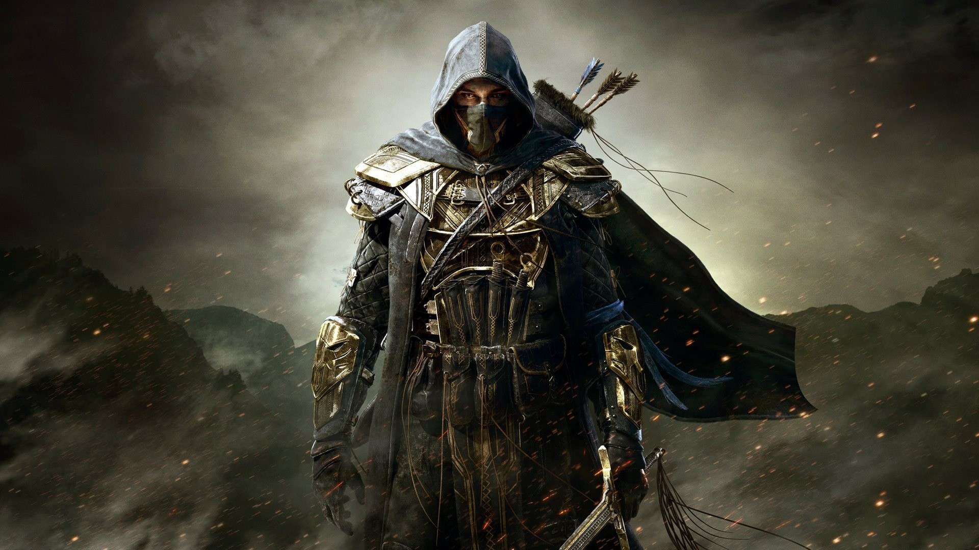Guerriero incappucciato, The Elder Scrolls Online, Arco, Nebbia, sfondo Windows 11