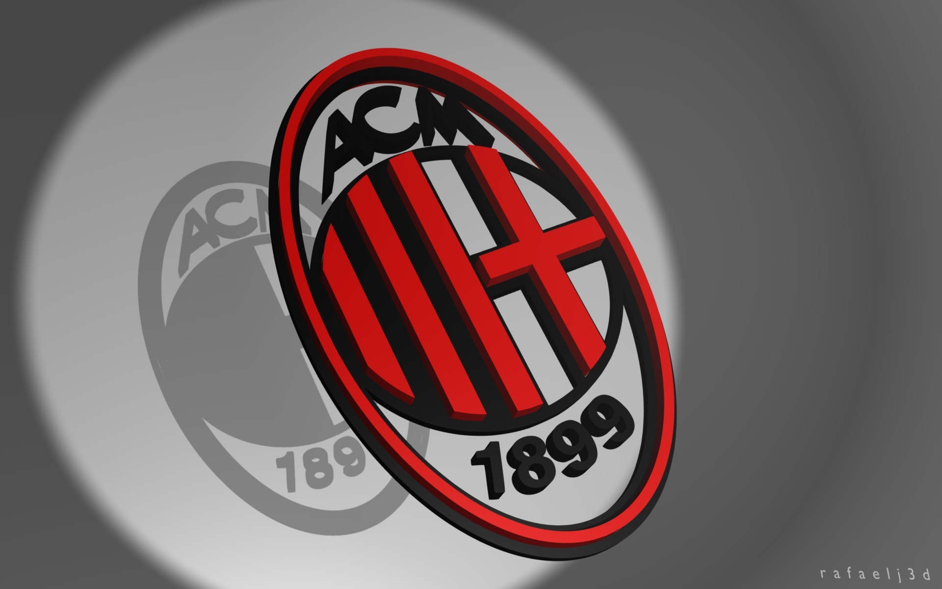 Stemma AC Milan, AC Milan, 3D, Grigio, 1920x1200, immagine di sfondo