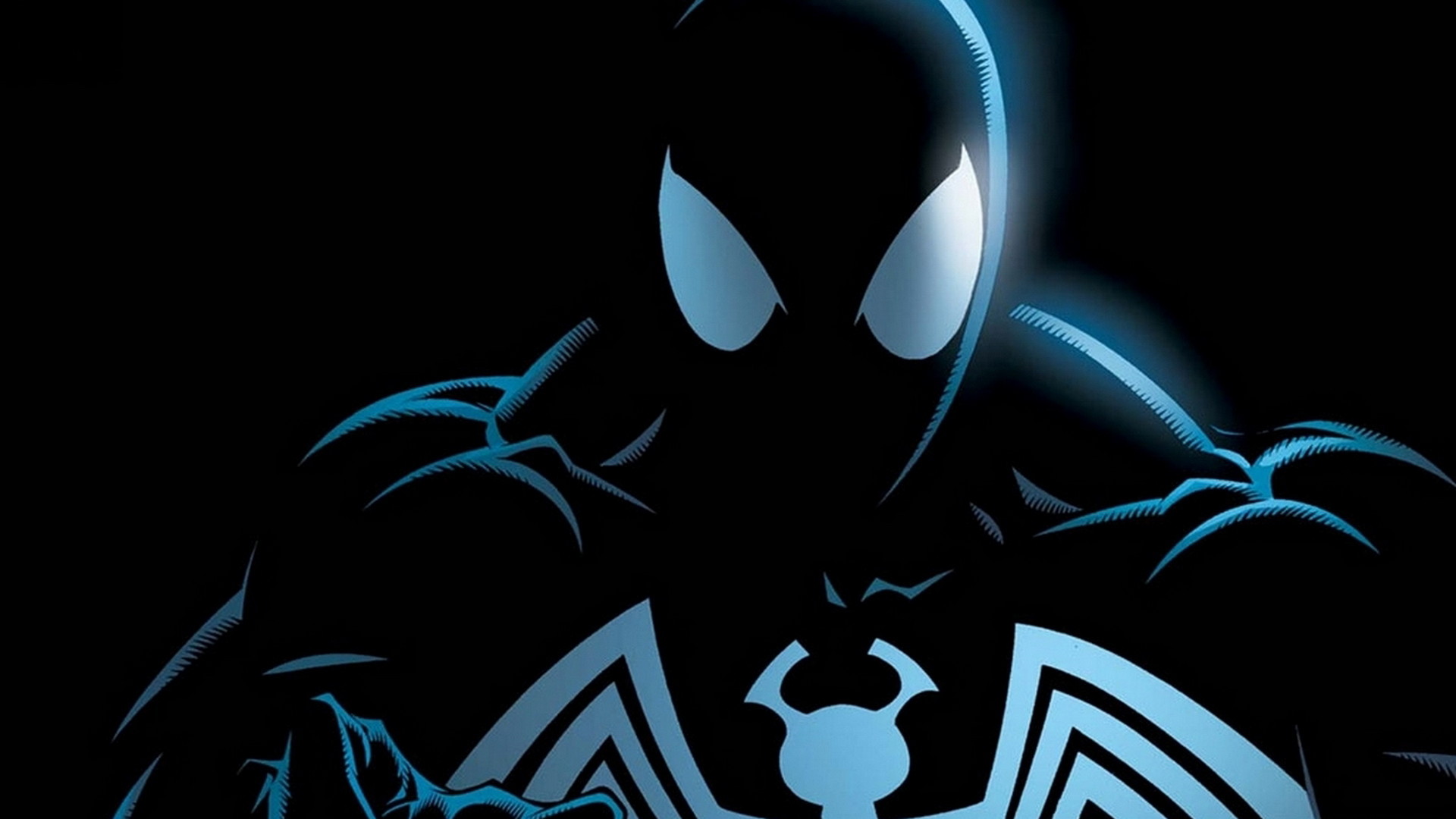 Spider-Man costume nero, Simbionte, Marvel, Blu, Full HD, sfondo Windows 11