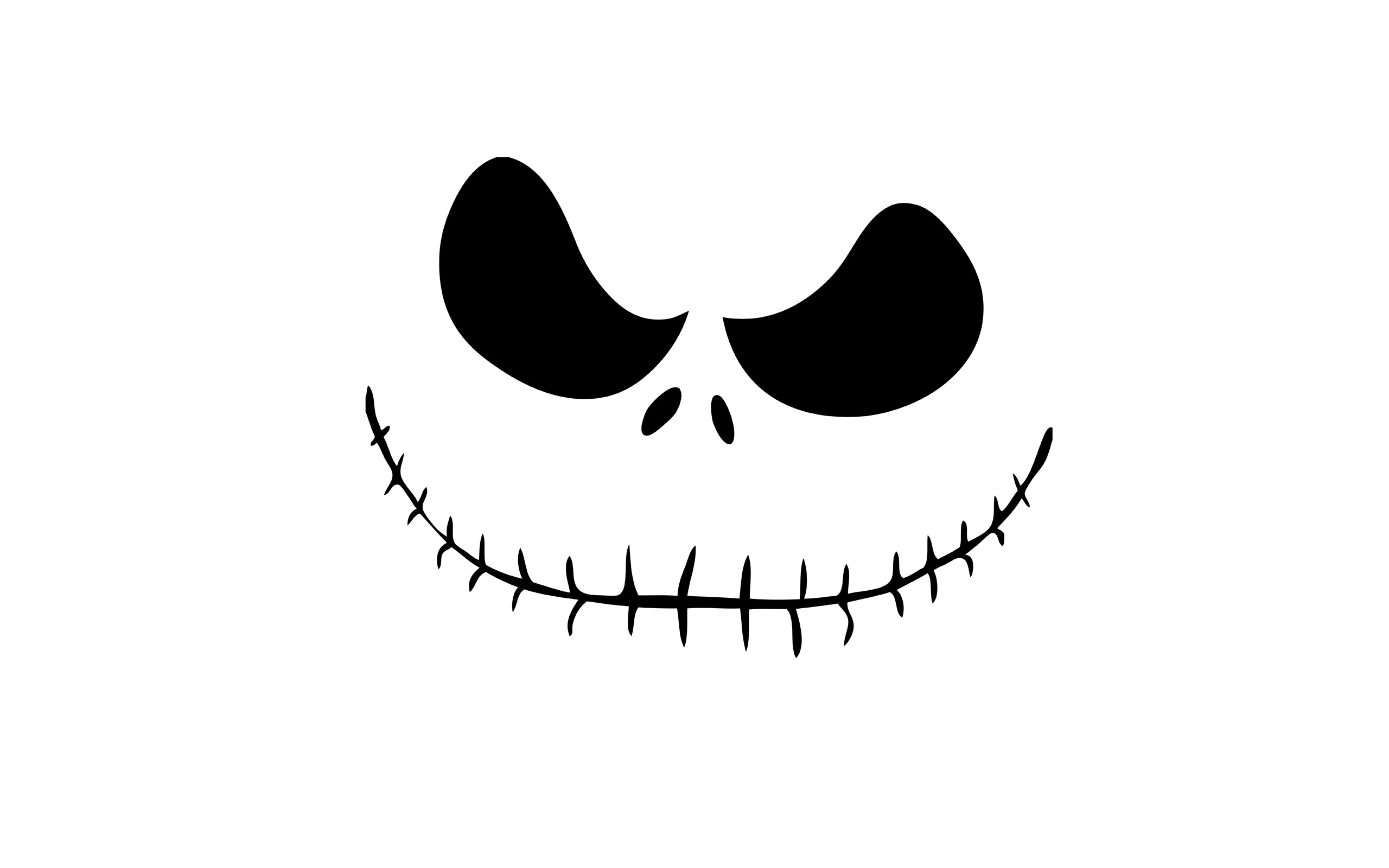 Jack Skellington, Nightmare Before Christmas, Volto, Minimalismo, Sfondo bianco, wallpaper 2K