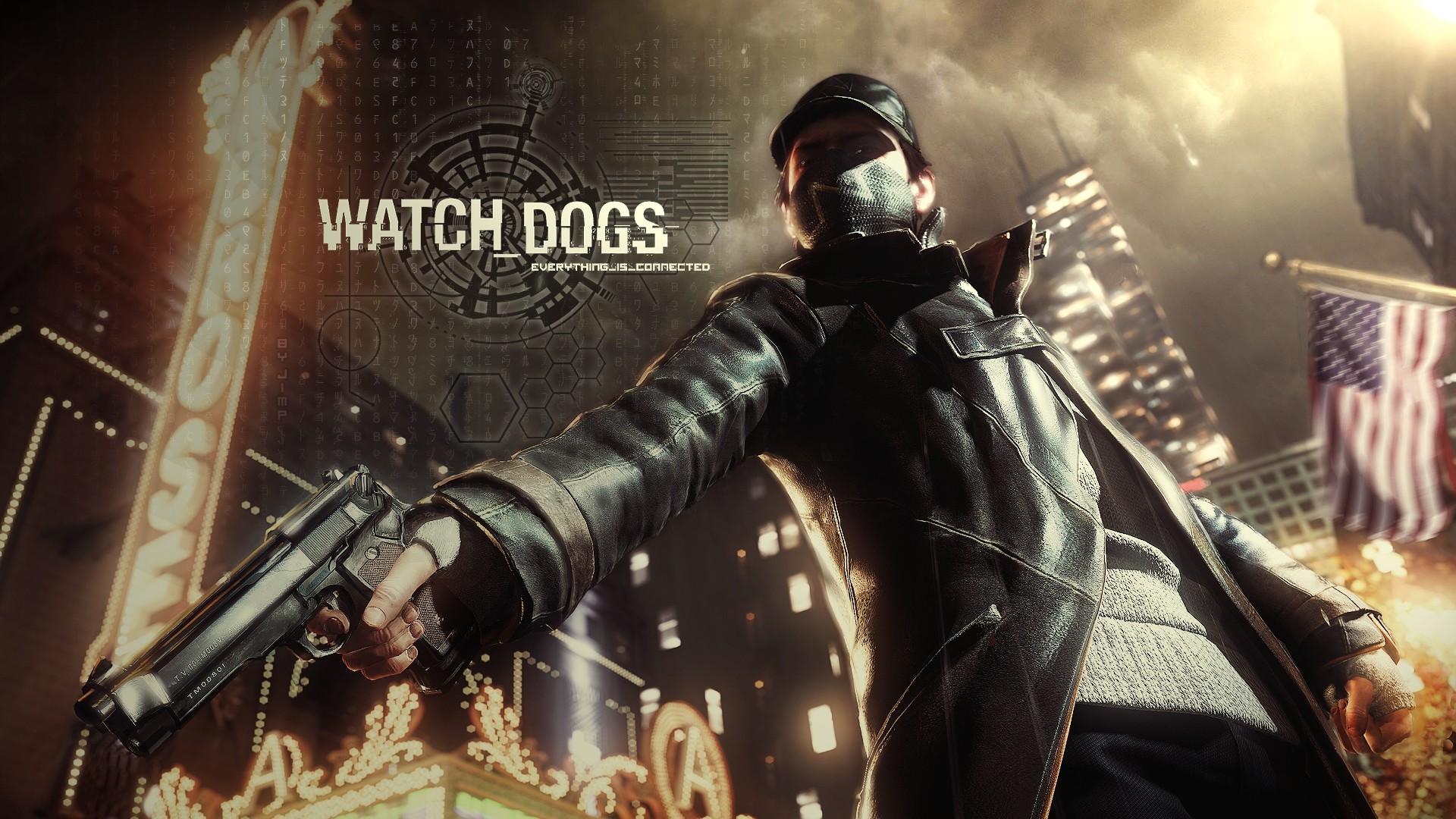 Aiden Pearce, Watch Dogs, Pistola, Città, 1920x1080, sfondo per PC