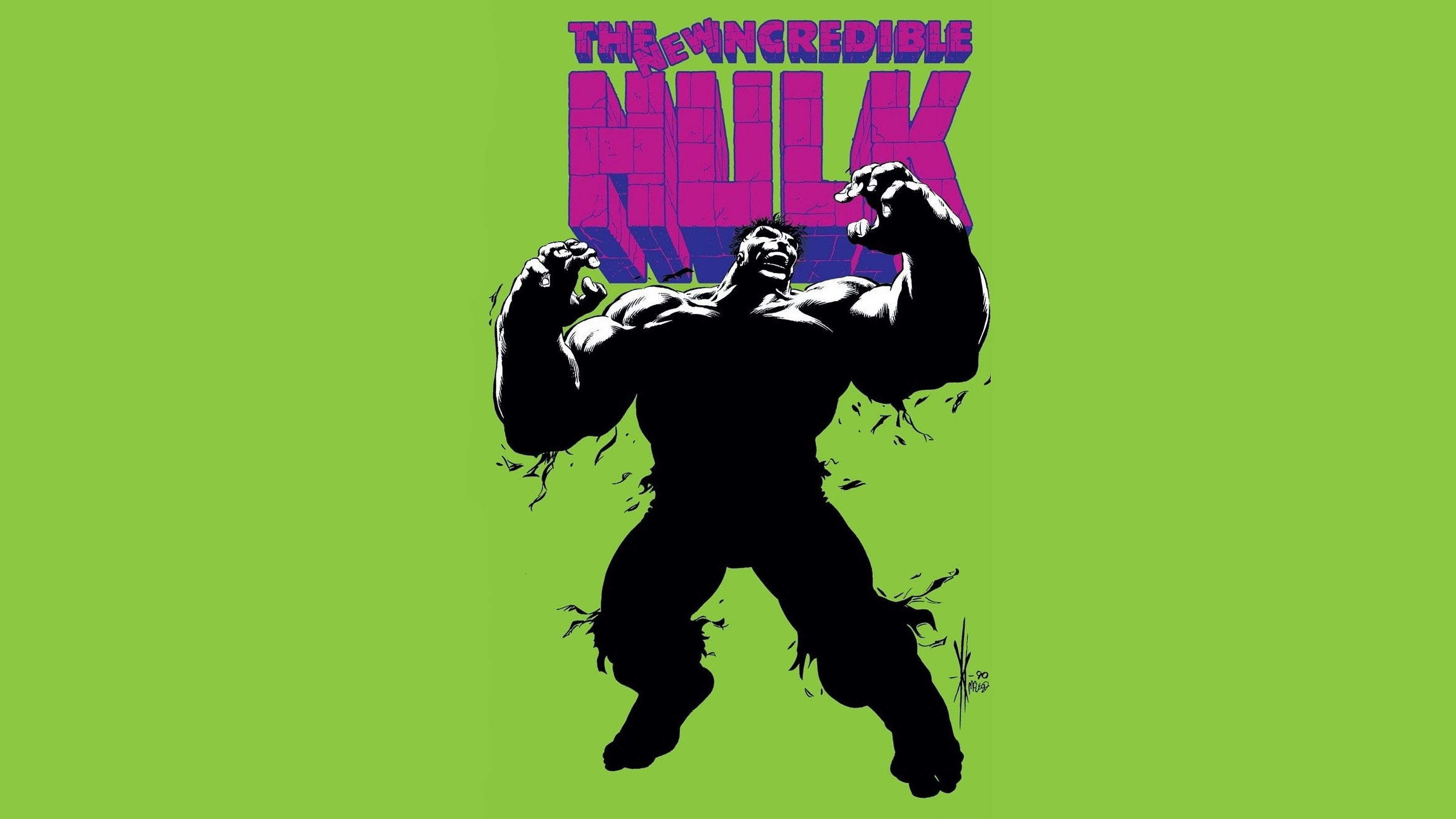 Hulk, The Incredible Hulk, Silhouette, Sfondo verde, 2K, wallpaper per computer