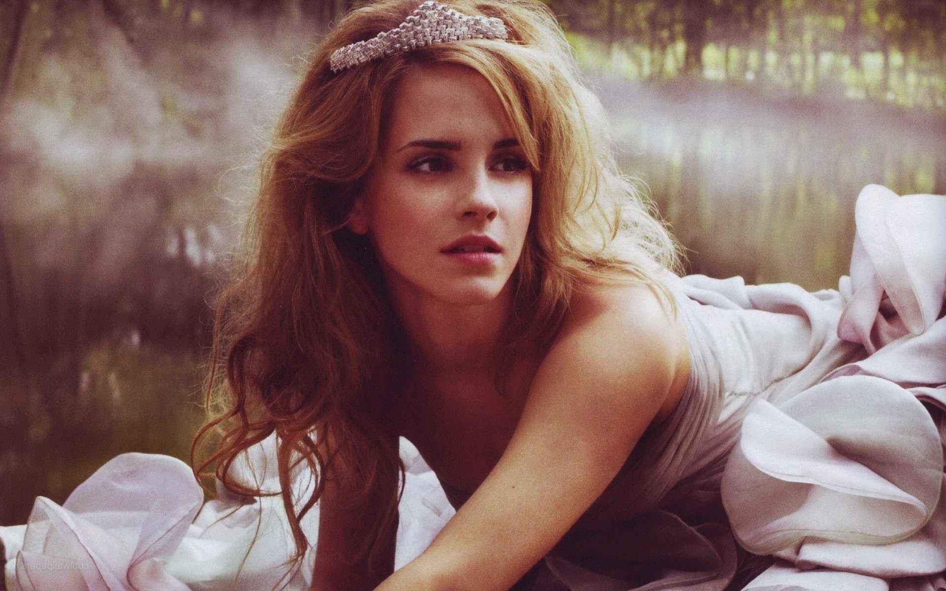 Emma Watson, Diadema, Capelli mossi, Romantico, Full HD, sfondo per portatile