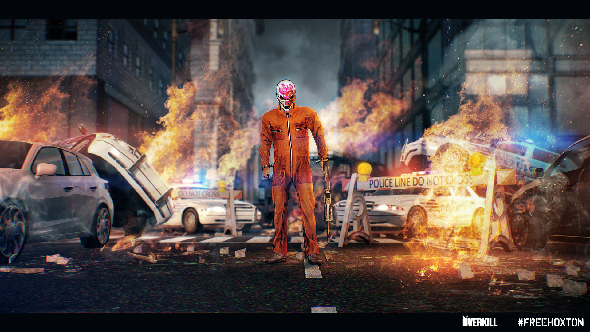 Hoxton, Payday 2, Hoxton Breakout, Tuta da carcerato, Incendio, Full HD, wallpaper desktop