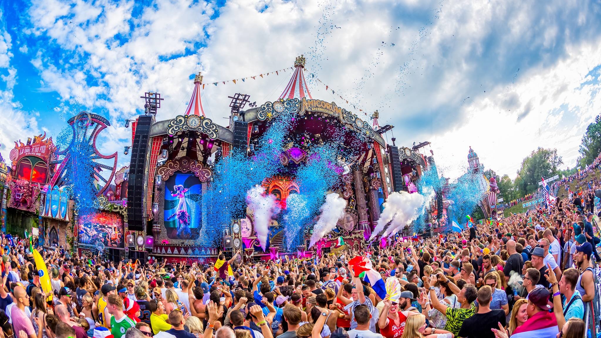Tomorrowland, Main stage, Folla, Coriandoli, Full HD, sfondo desktop