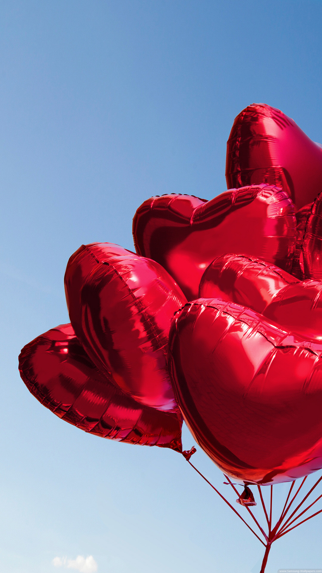Palloncini a cuore, Rosso, Cielo, Amore, sfondo per LG G2