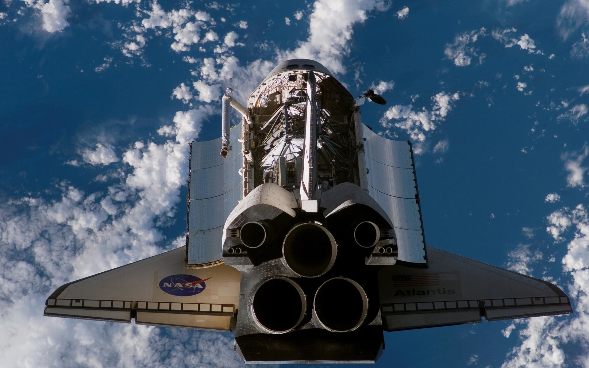 Space Shuttle, Orbita, Terra, Nuvole, Full HD, sfondo per PC