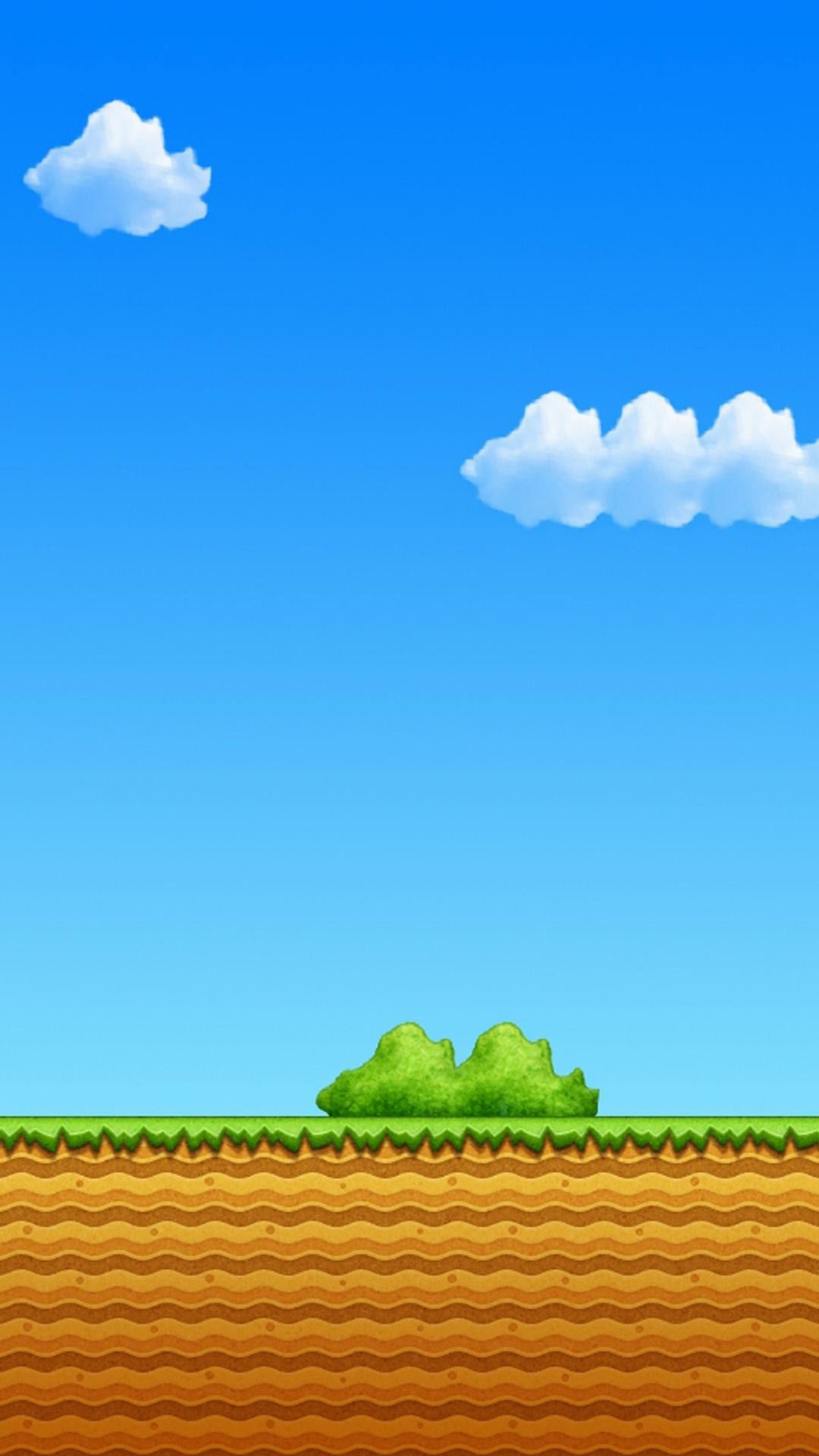Super Mario Bros., Pixel art, Cielo, Nuvole, Full HD, wallpaper per cellulare