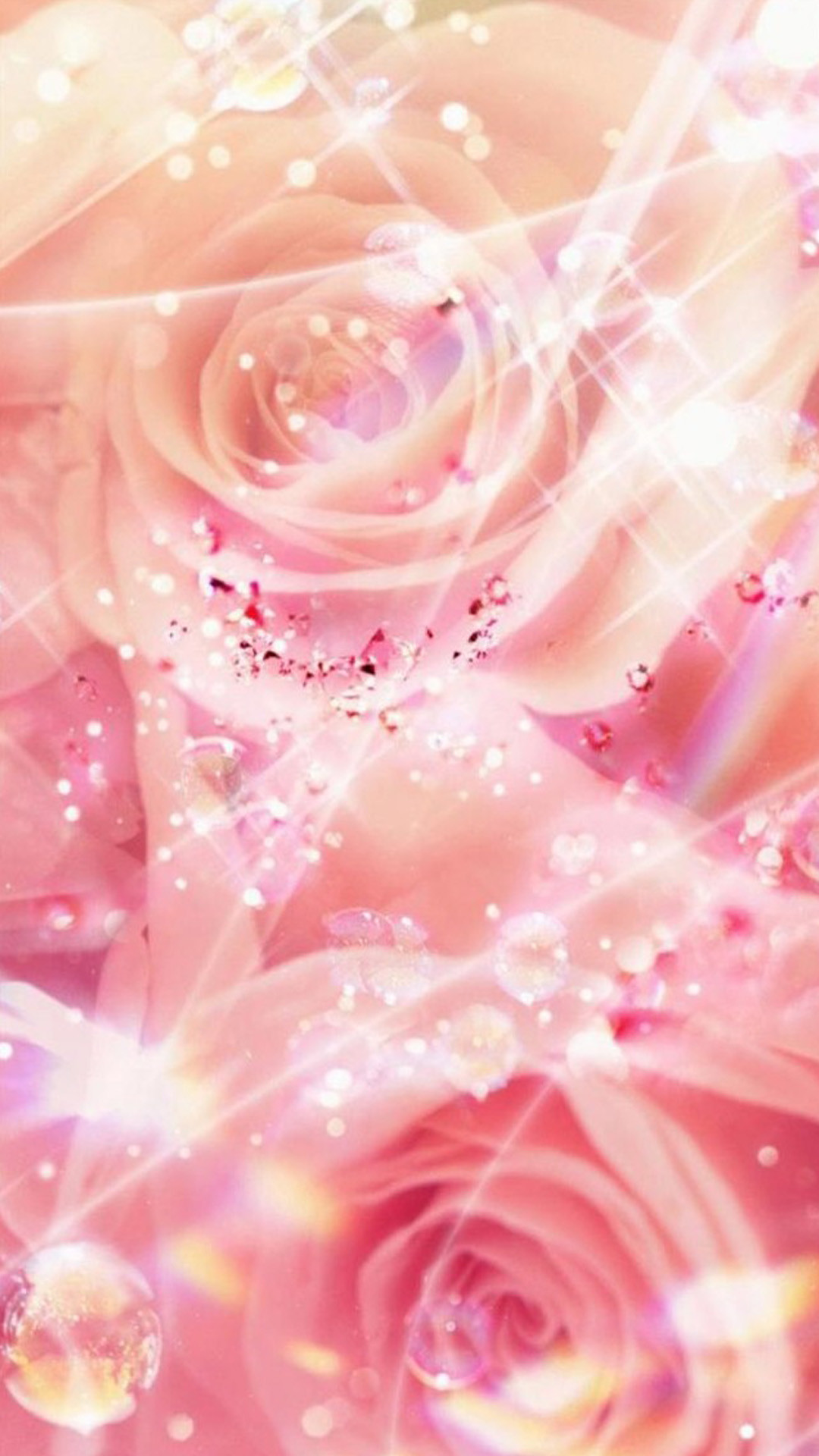 Rose rosa, Fiori, Luccichii, wallpaper iPhone