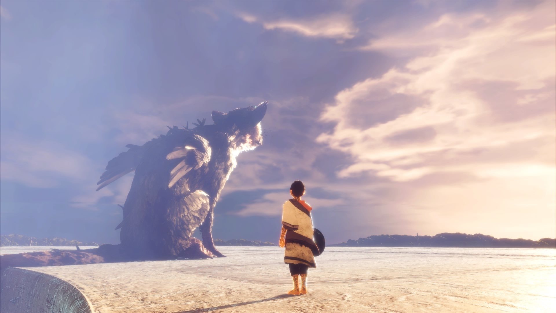 Trico, The Last Guardian, Ragazzo, Cielo al tramonto, Full HD, sfondo desktop