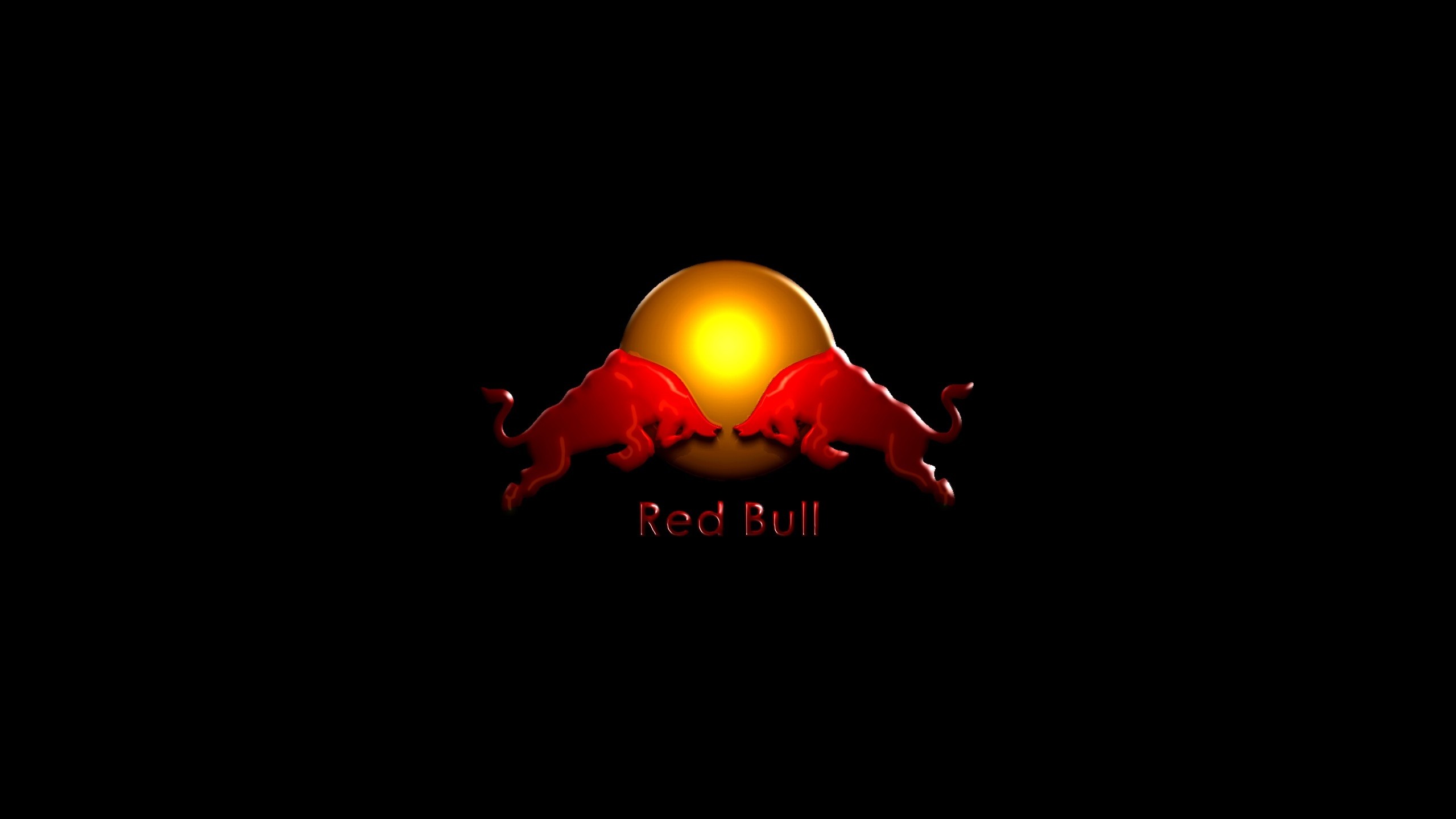 Logo Red Bull, Red Bull, Sfondo nero, 2K, wallpaper desktop